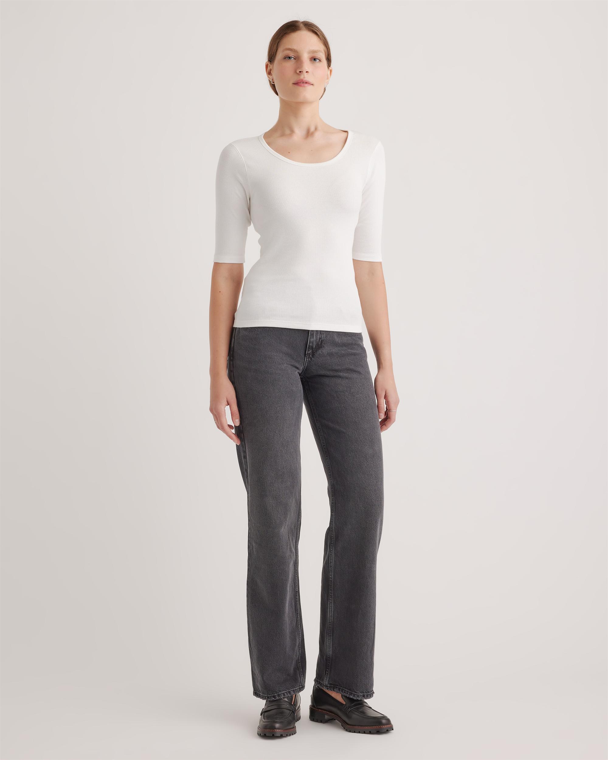 Quince | Women's Micro-Rib Elbow Sleeve T-Shirt Size XS, Organic Cotton Product Image