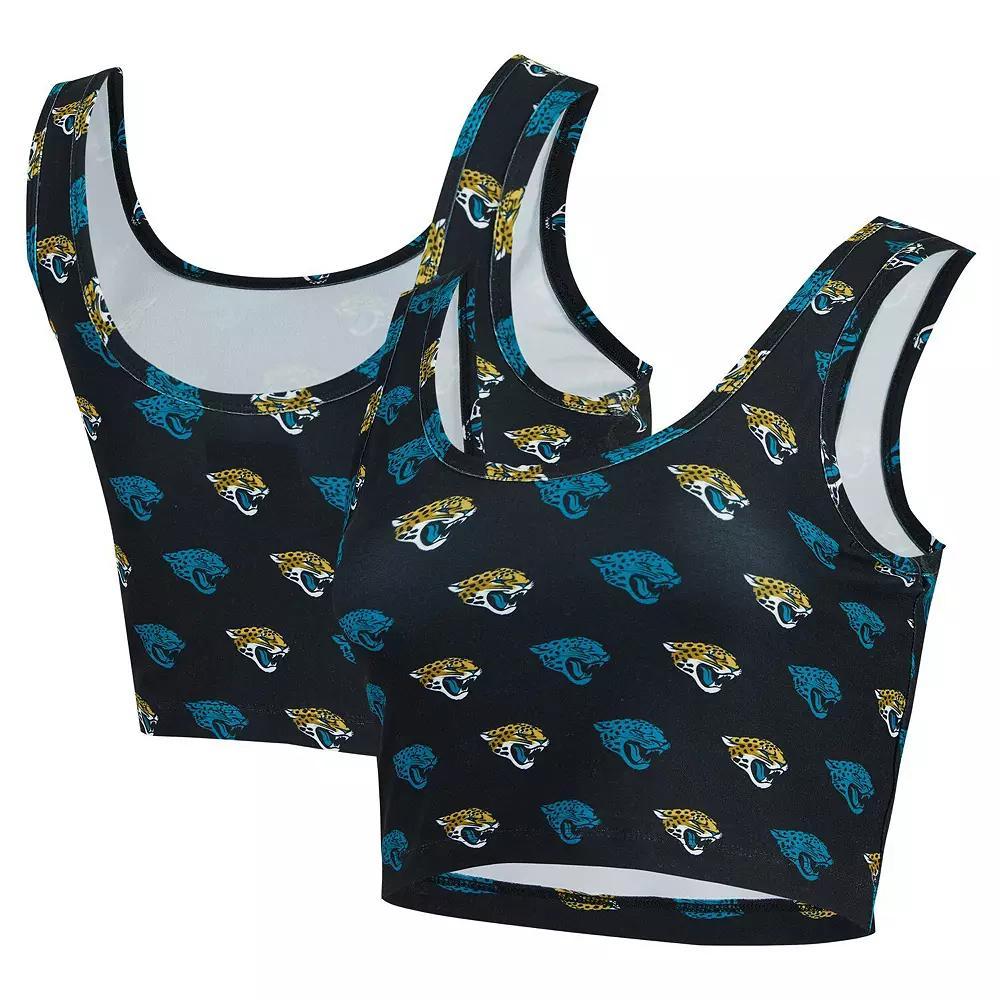 Women's Concepts Sport Black Jacksonville Jaguars Record Allover Print Bralette, Size: Large Product Image