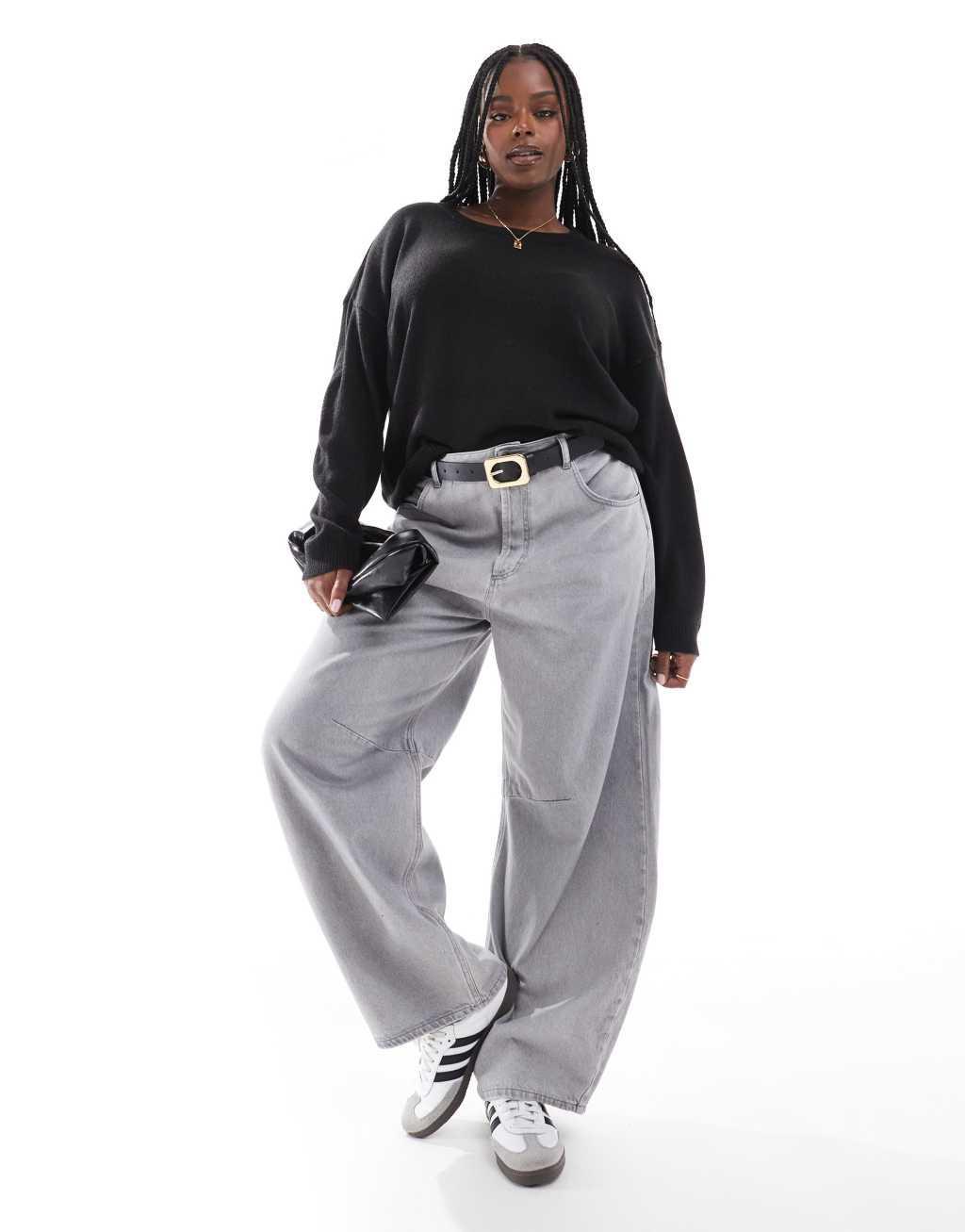 Brave Soul Plus crew neck sweater in black Product Image