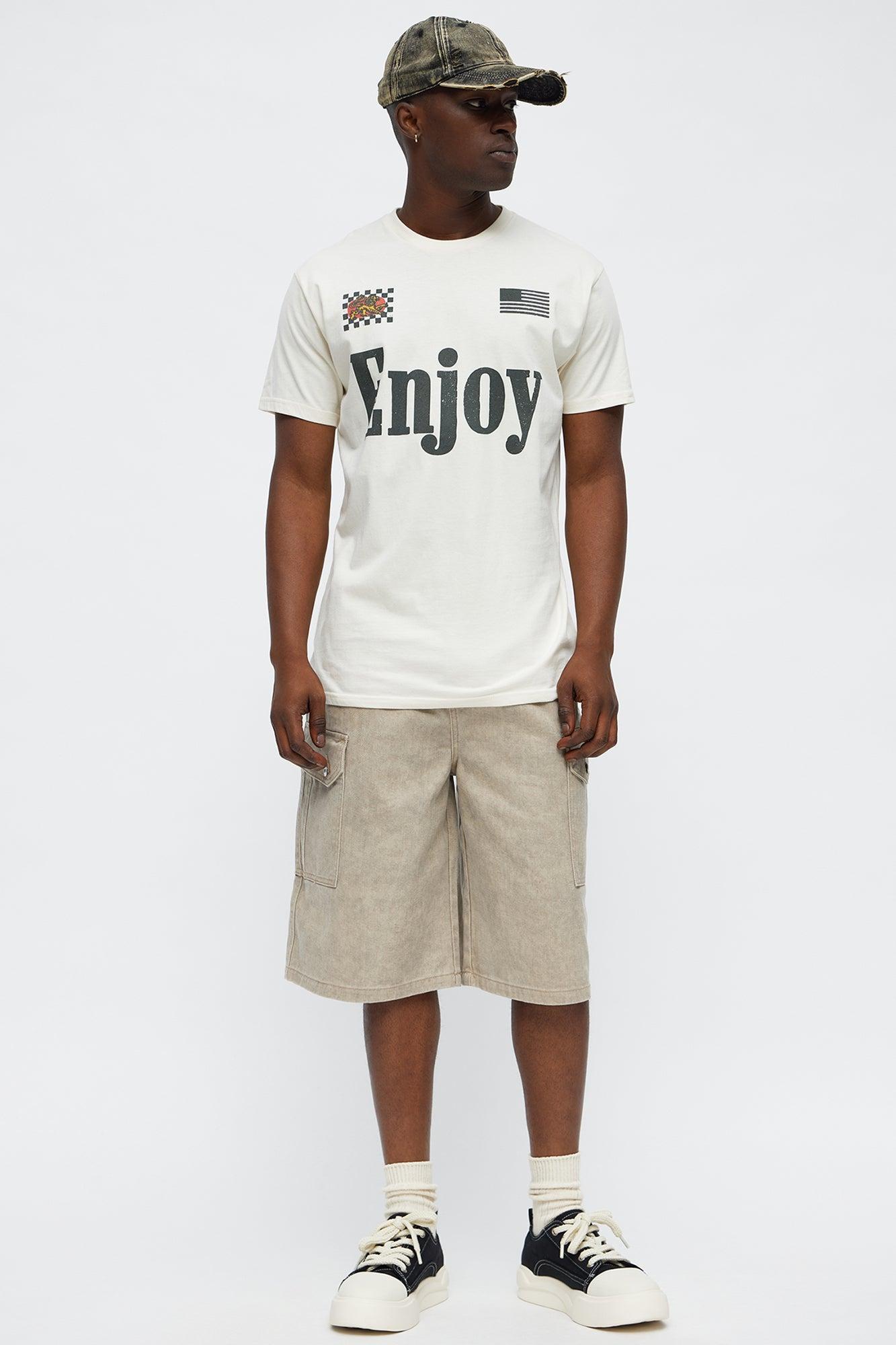 Enjoy Finer Things In Life Short Sleeve Tee - Off White Product Image