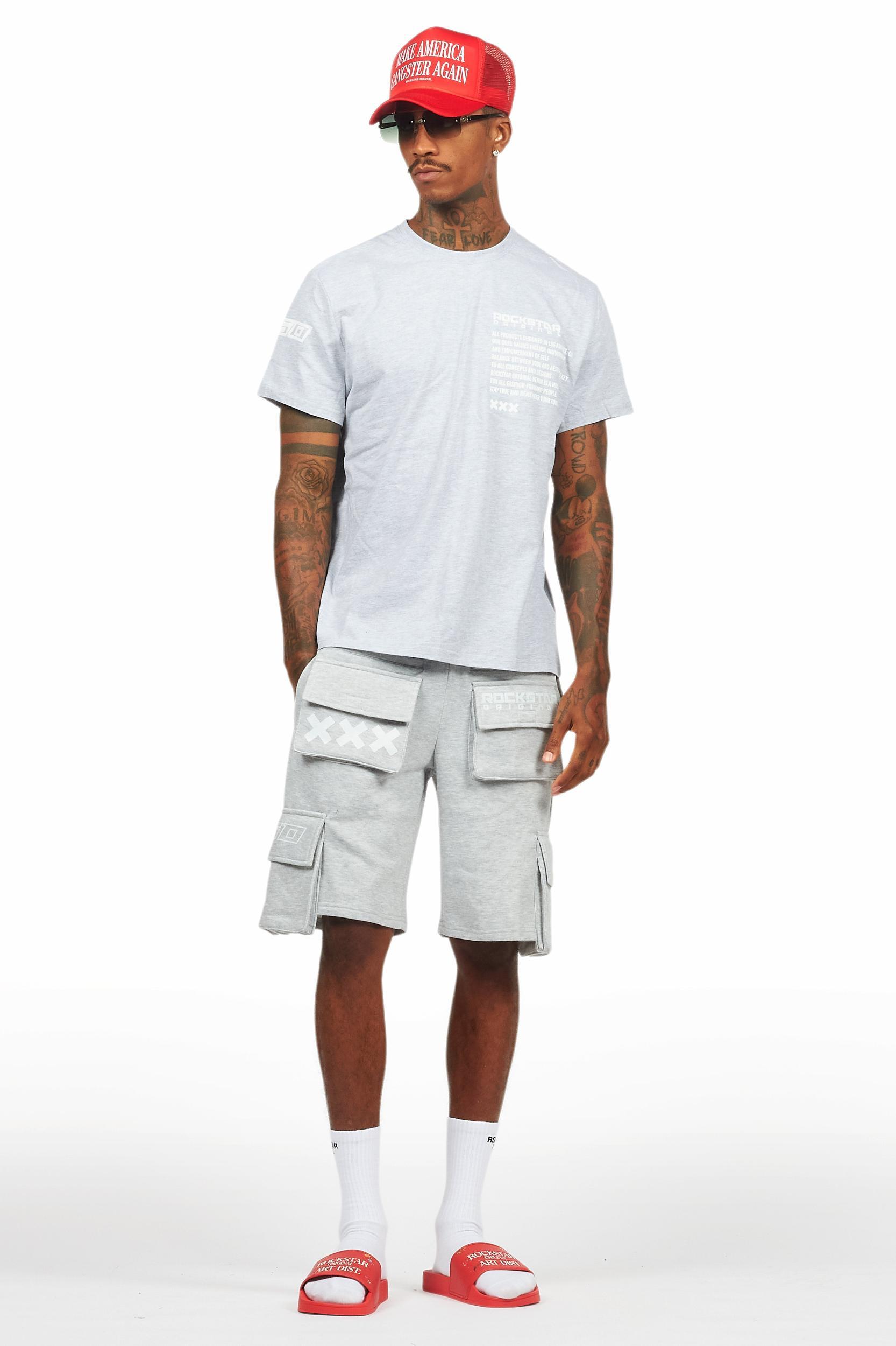 Jash Heather Grey/White Short Set Male Product Image
