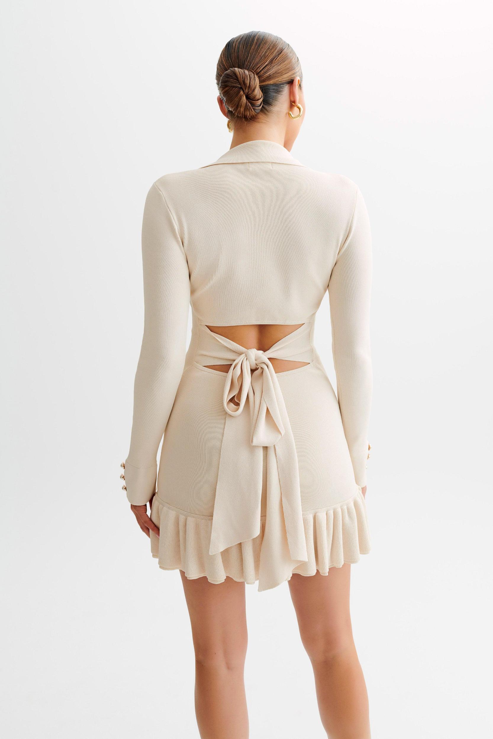 Pareesa Contrast Frill Mini Dress - Cream Product Image