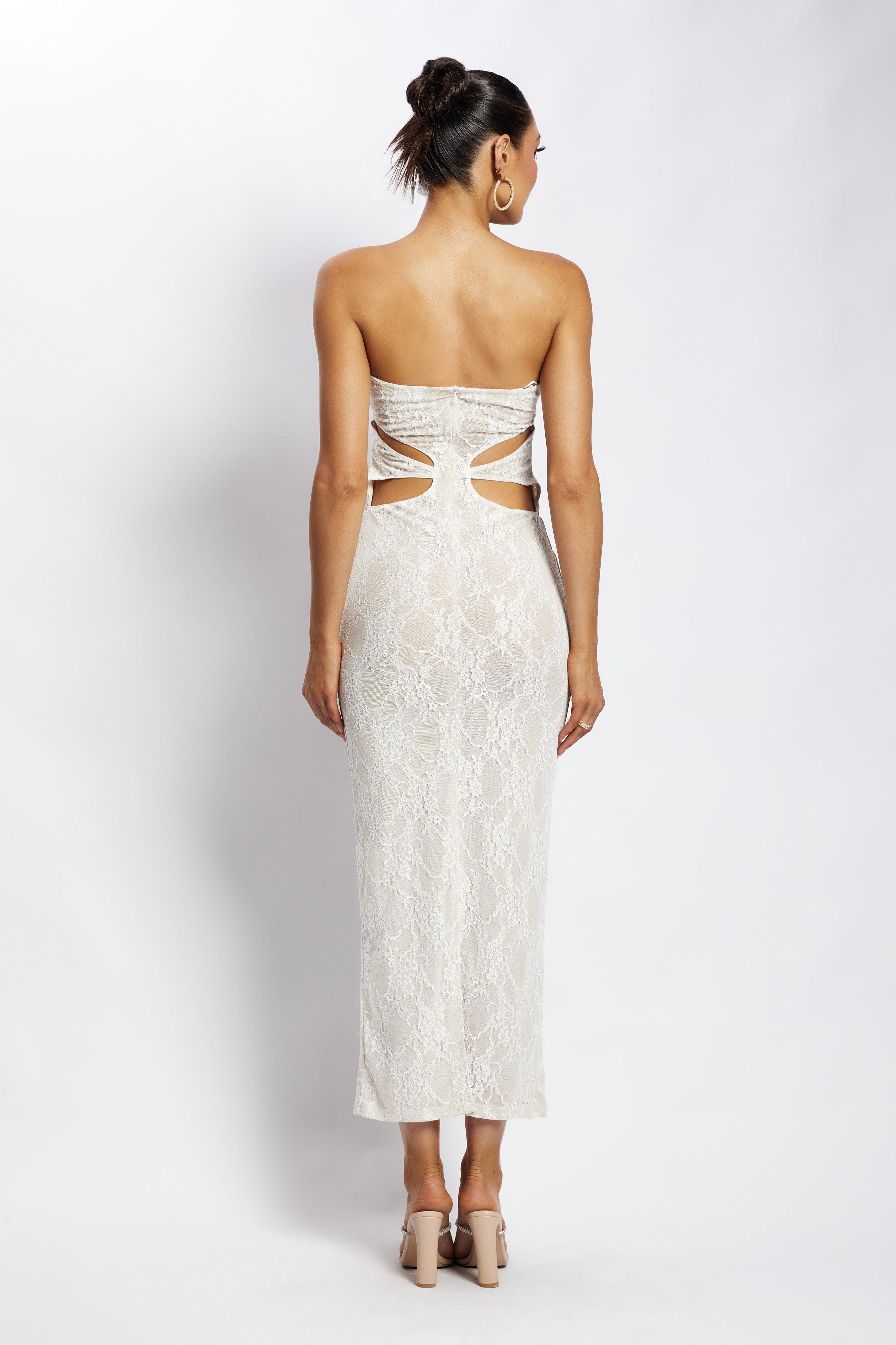 Krista Cut Out Bandeau Maxi Dress - Nude Product Image