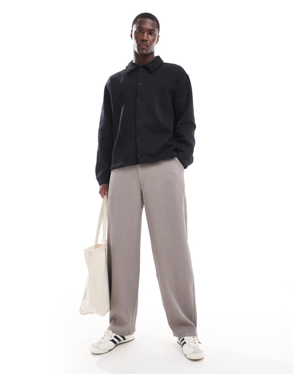 Selected Homme oversized jersey shirt in black Product Image