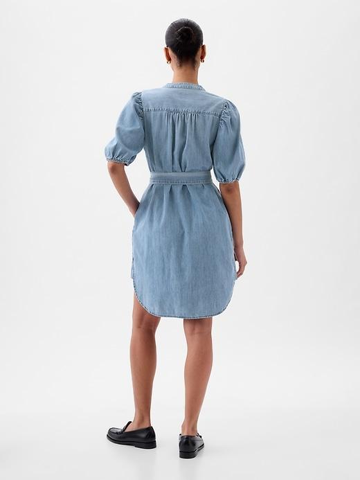 Puff-Sleeve Denim Mini Dress Product Image