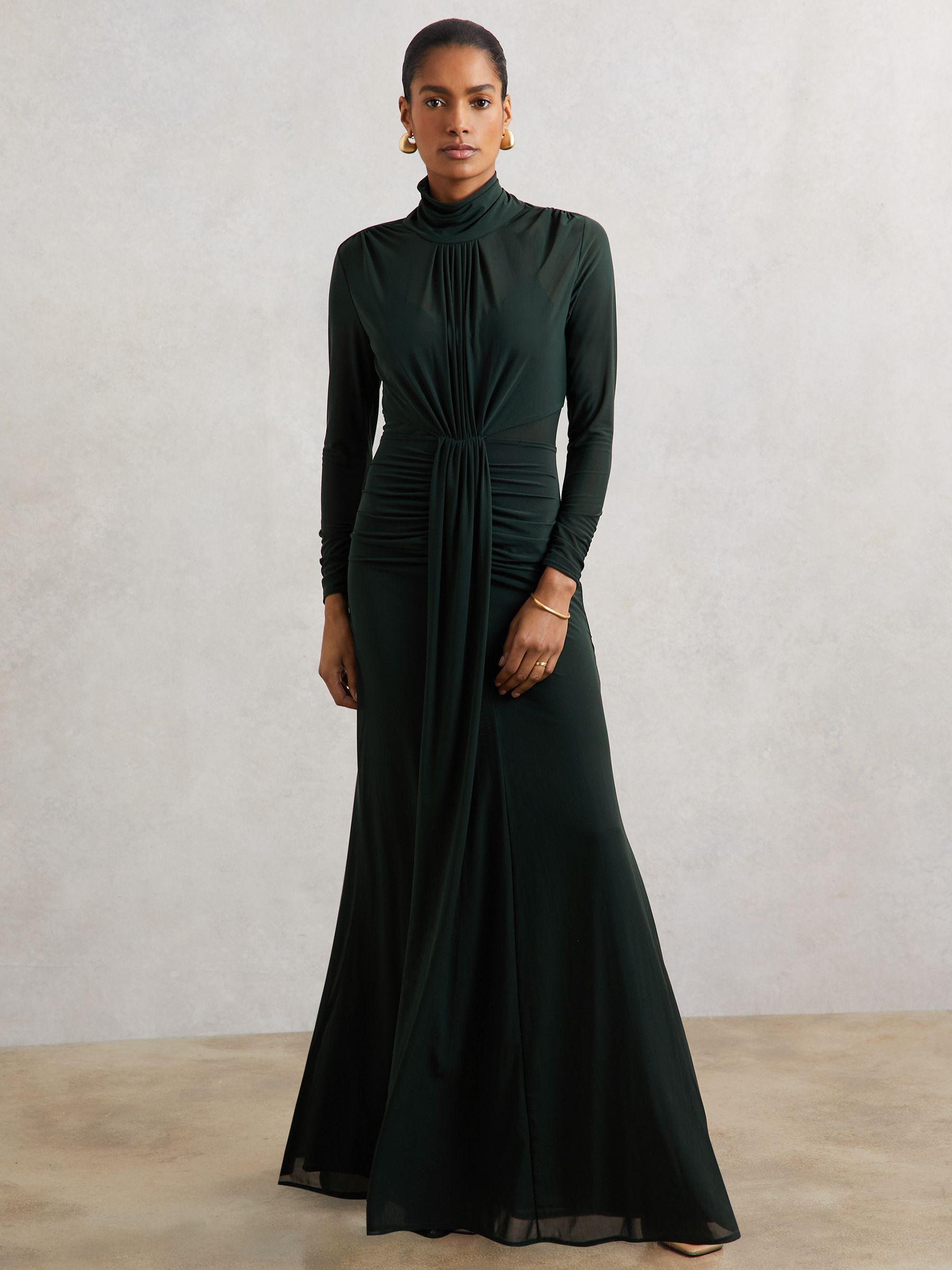 Petite Wide-Leg Pleated Cargo Trousers in Green Product Image