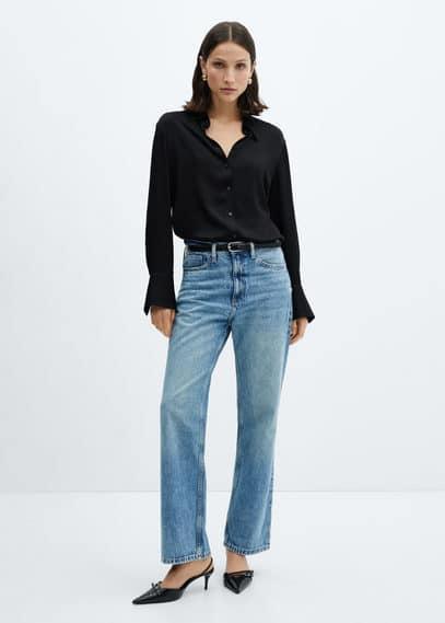Mango Womens Satin Finish Flowy Shirt Product Image