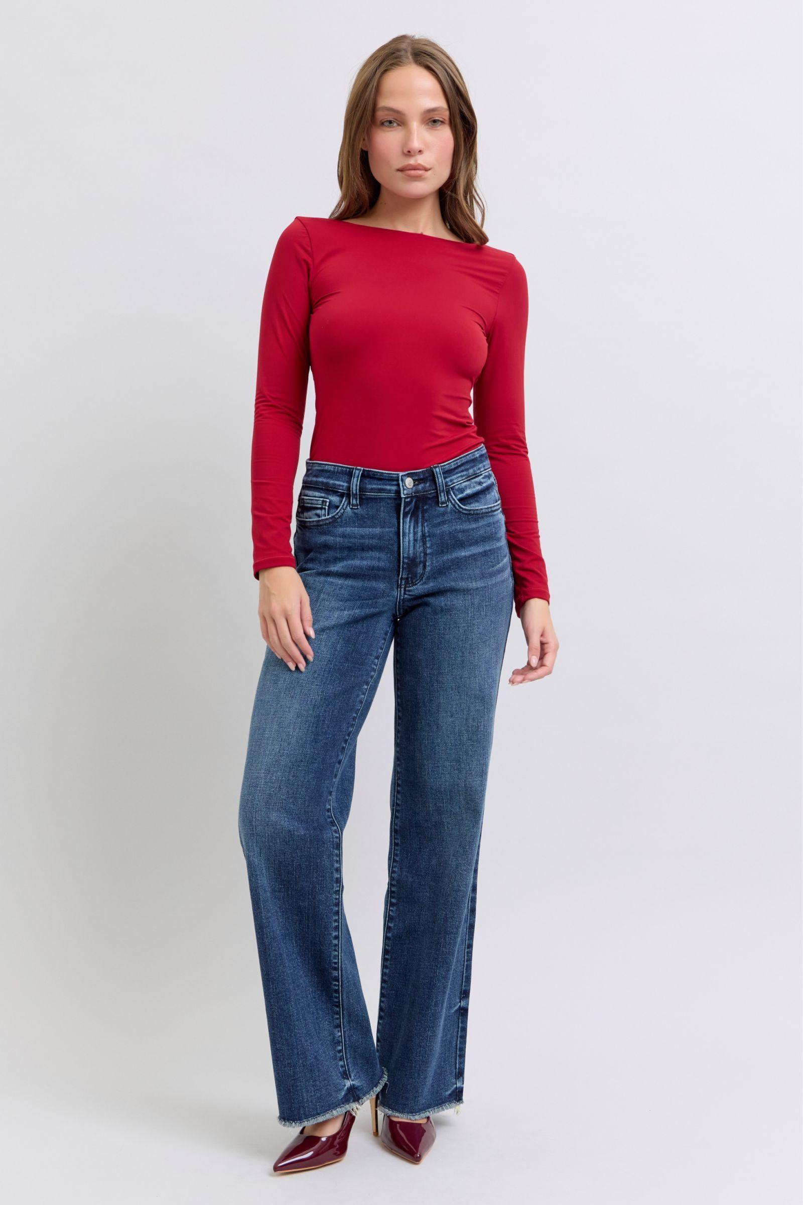 Judy Blue Raw Hem Mid Rise Jeans Product Image