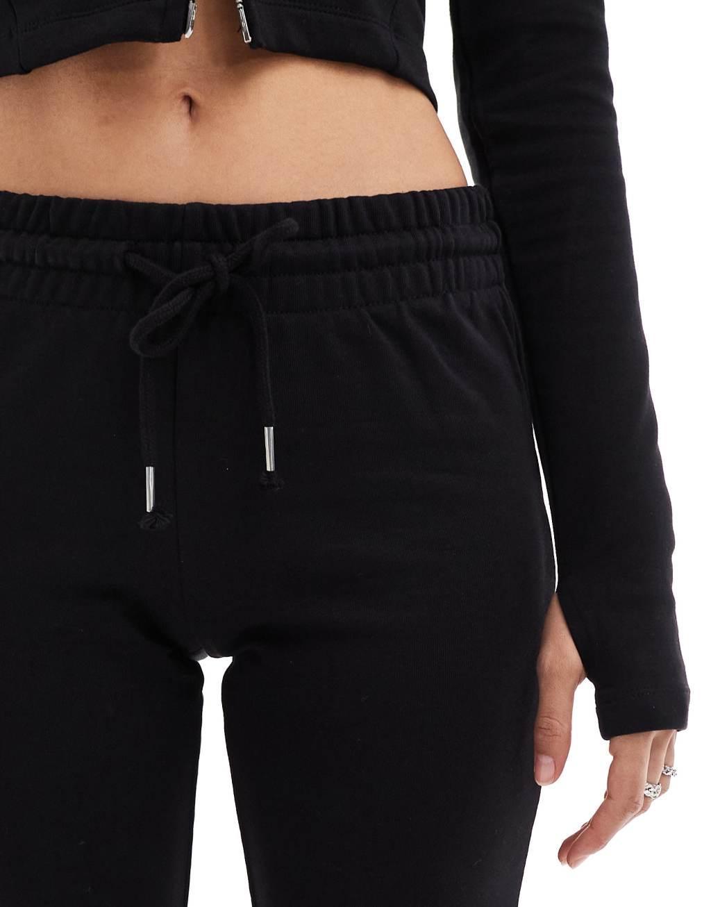 Bershka wide leg sweatpants in black Product Image