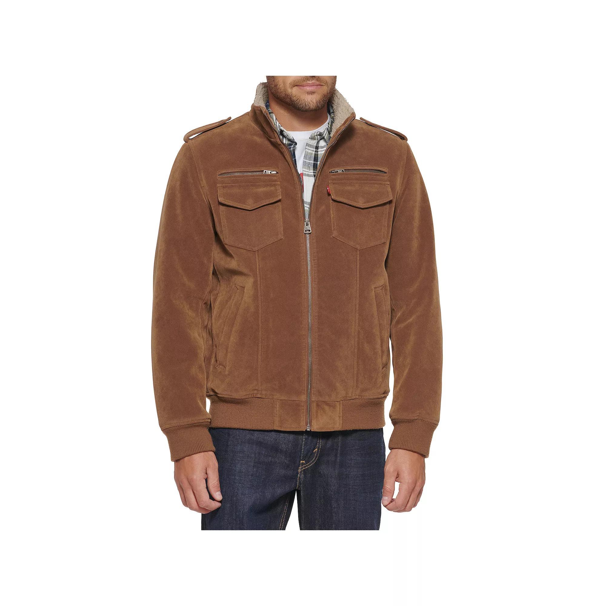 Men's Levi's® Faux Suede Aviator Bomber Jacket with Sherpa, Size: Medium, Red Product Image
