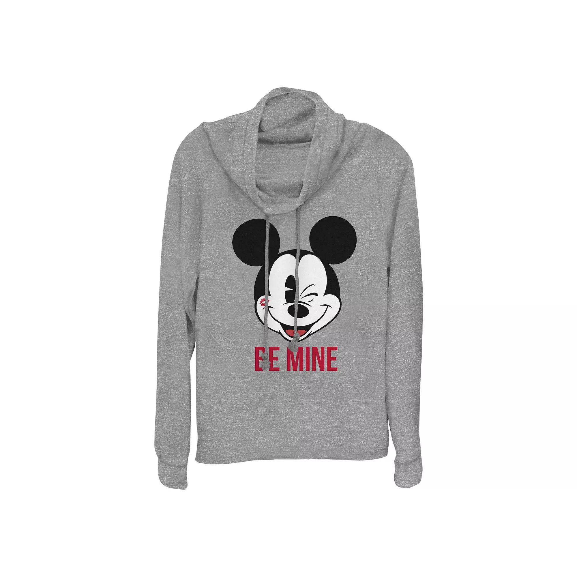 Disney's Mickey Mouse Be Mine Plus Size Cowlneck Graphic Lightweight Long Sleeve, Women's, Size: 1XL, Gray Grey Product Image
