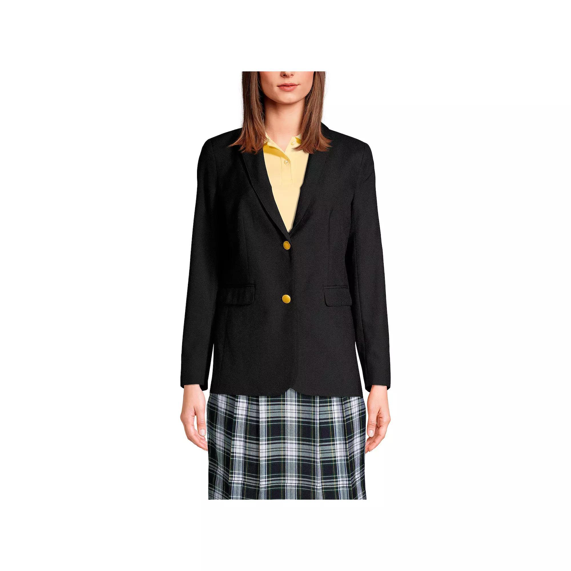 Women's Lands' End School Uniform Hopsack 2-Button Blazer Jacket, Size: 12, Deep Blue Product Image