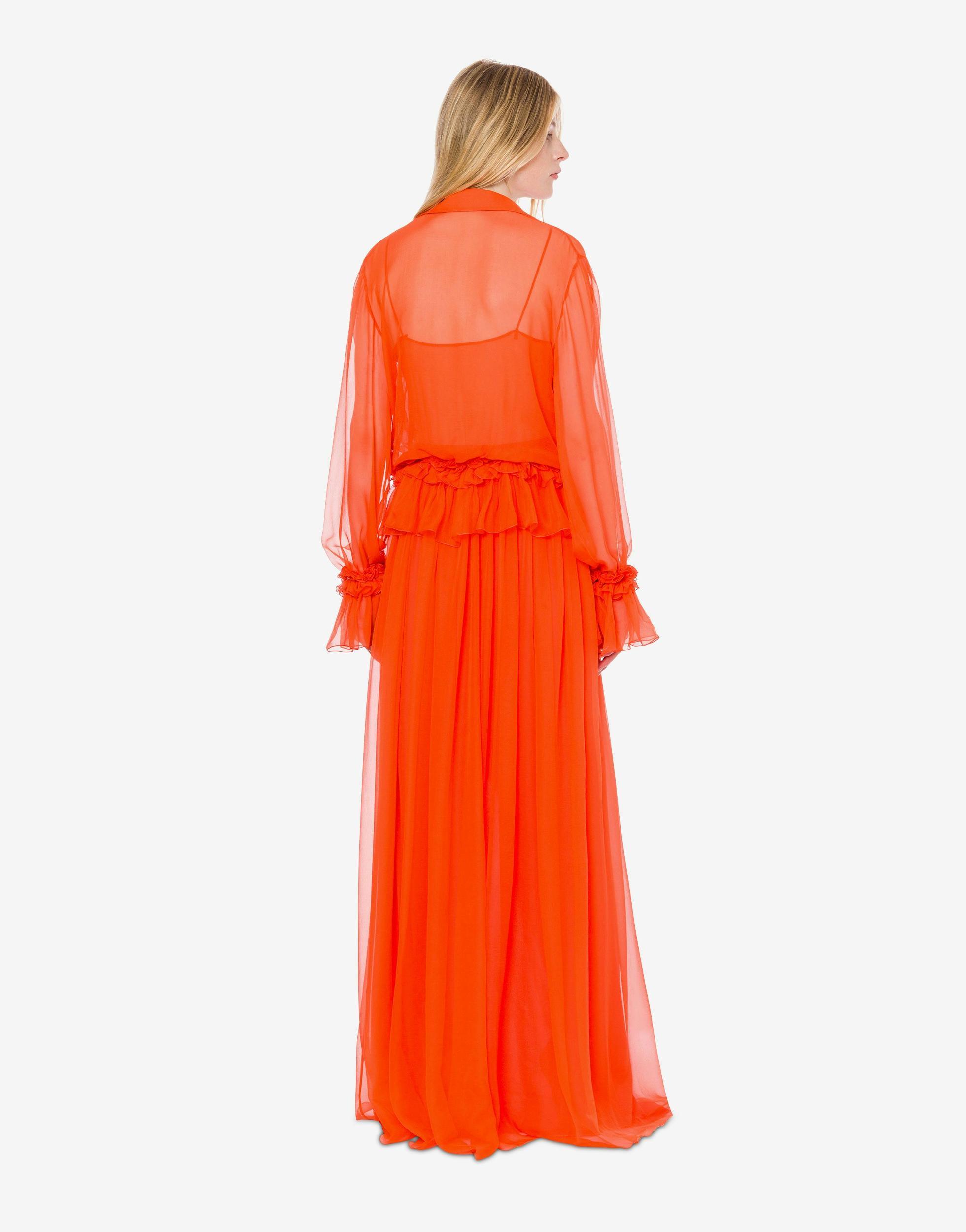 Organic chiffon long dress with ruffles Product Image