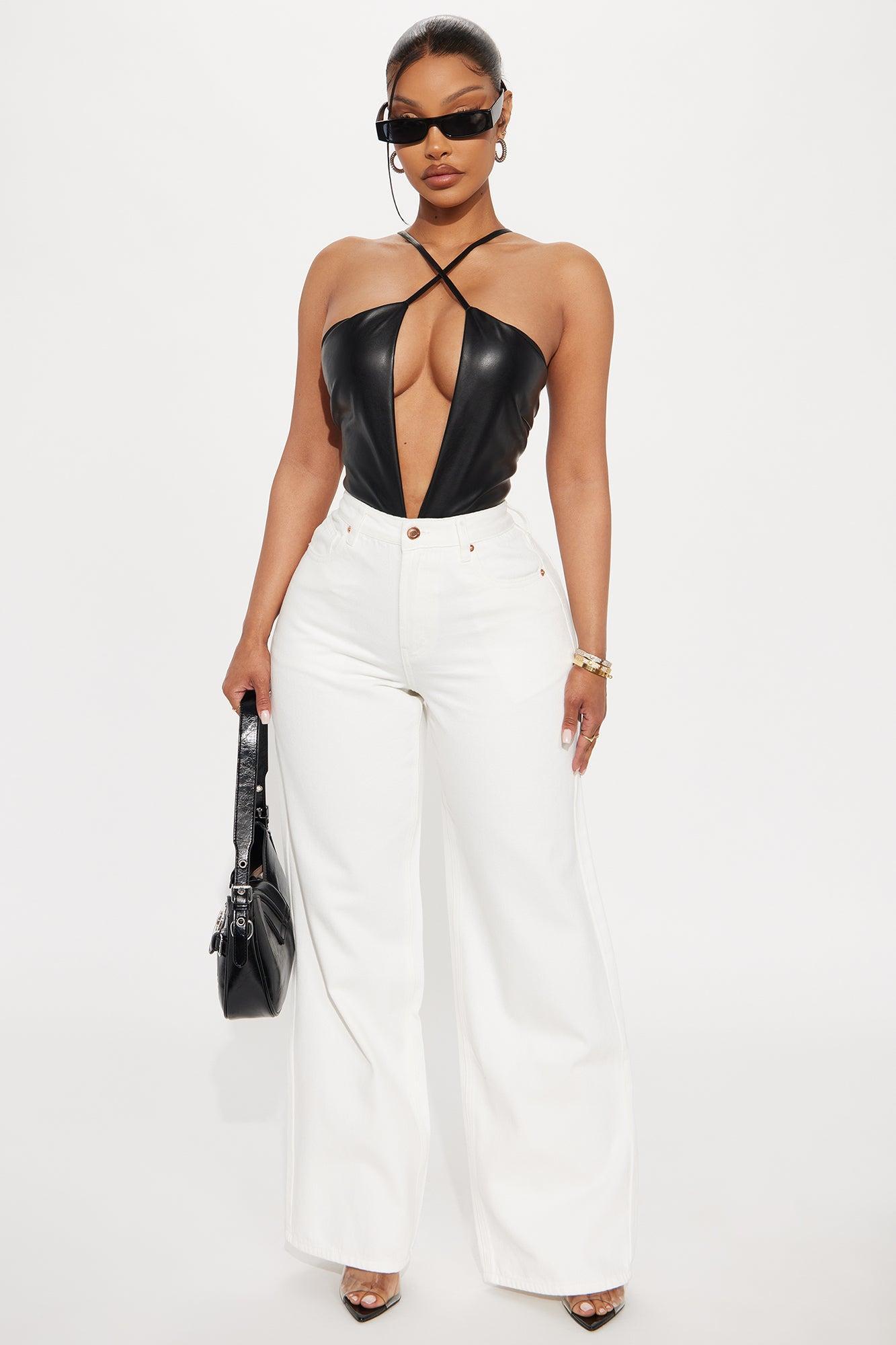 Limelight Faux Leather Bodysuit - Black Product Image