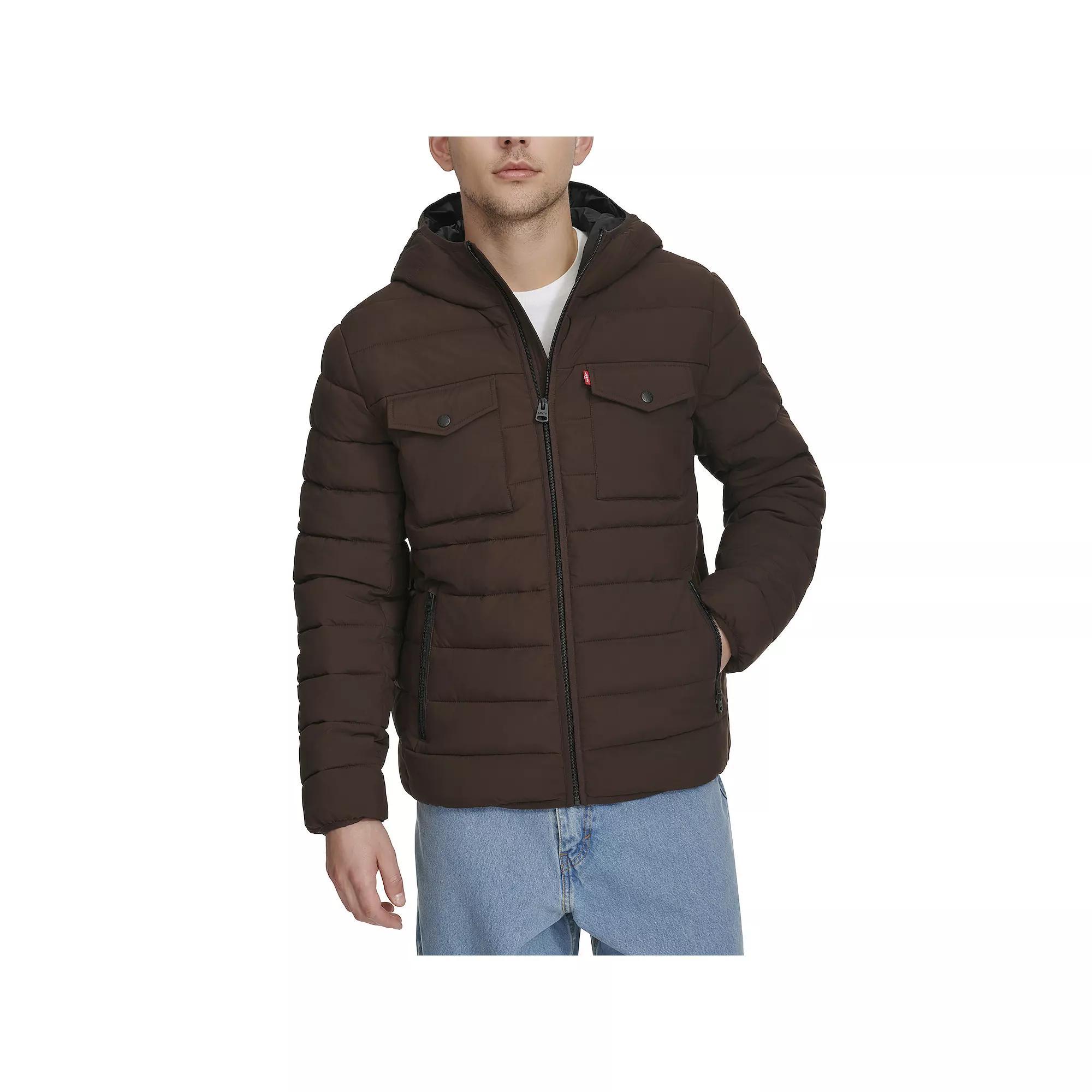 Mens Levis Stretch Two Pocket Quilted Hooded Jacket Product Image