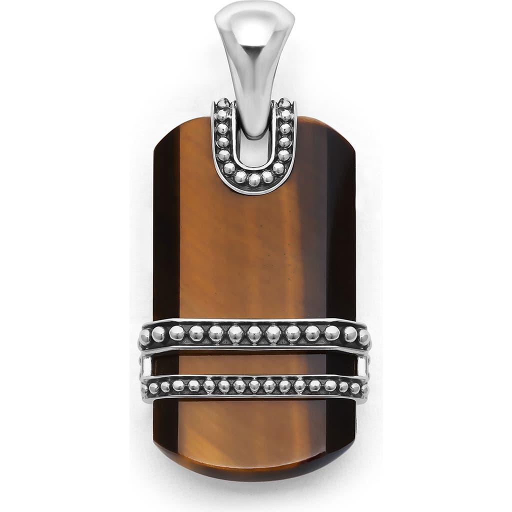 Lagos Mens Sterling Silver Anthem Tiger Eye Dog Tag Amulet Pendant - Exclusive Product Image