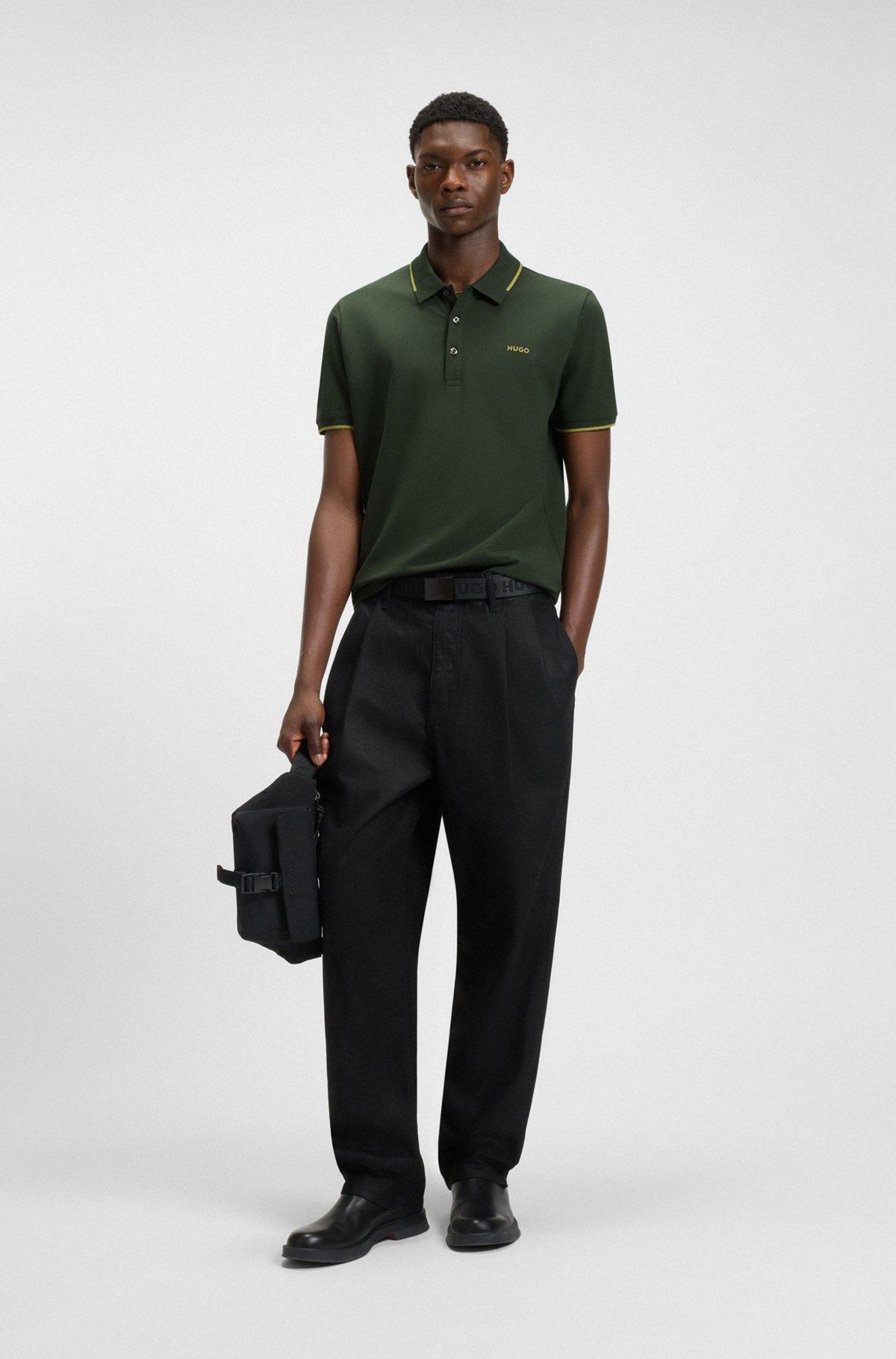 Stretch-cotton slim-fit polo shirt with printed logo Product Image