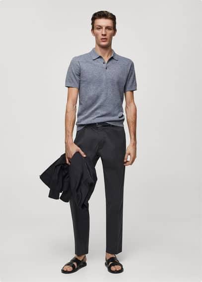 Mango Mens Slim-Fit Cotton Pleated Pants Product Image