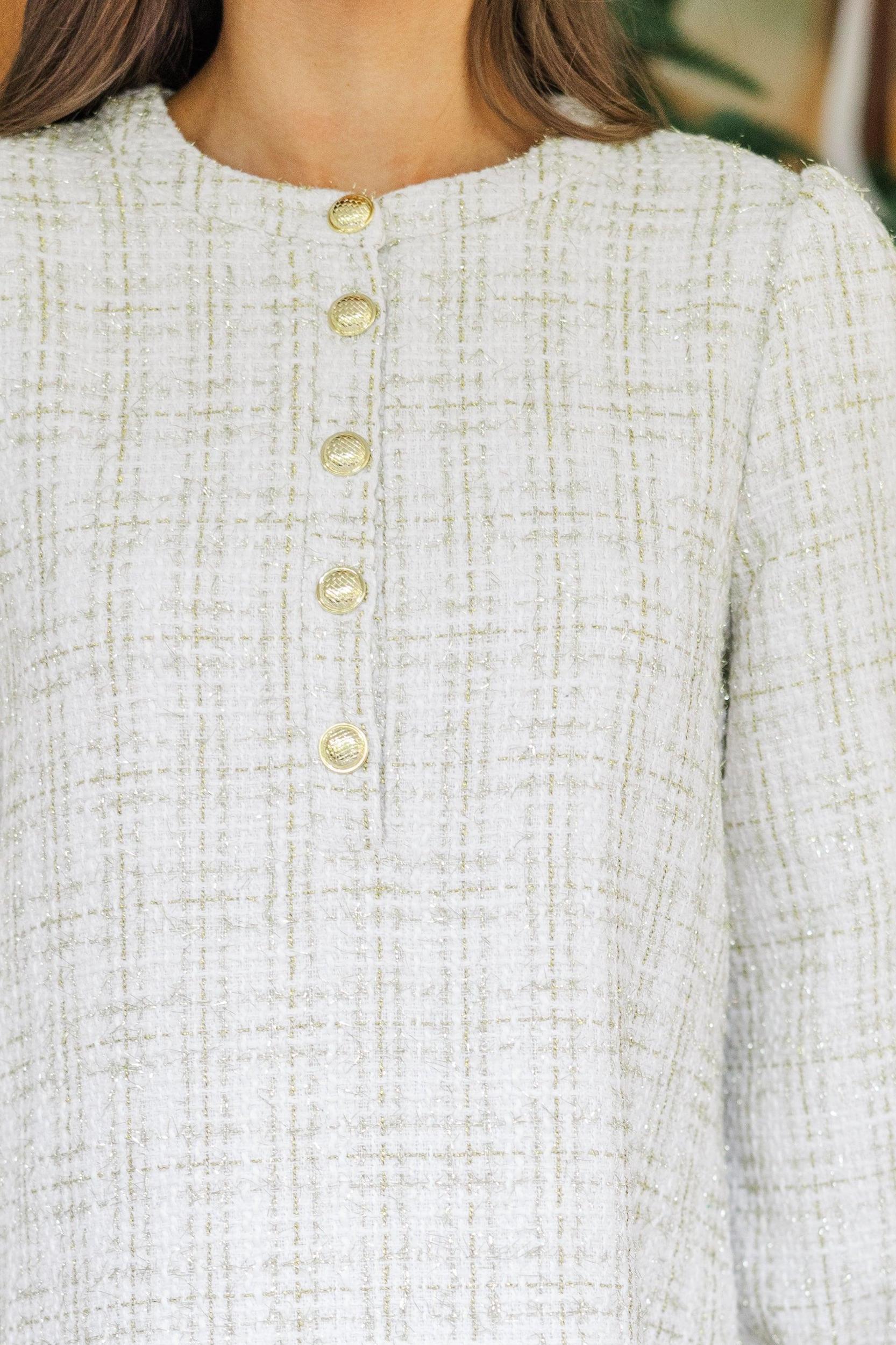 Feeling Like A Queen White Tweed Dress Female Product Image