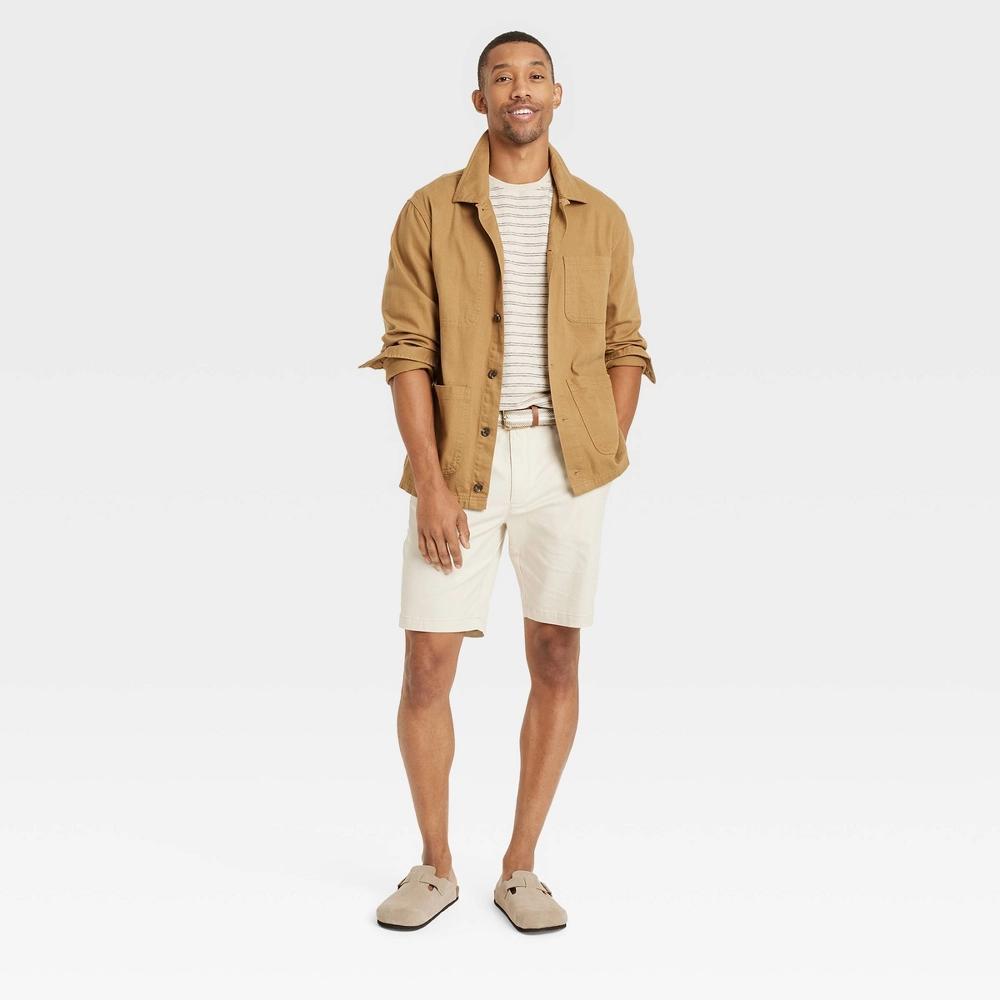 Men's Every Wear 9" Flat Front Chino Shorts - Goodfellow & Co™ Cream 29: Slim Fit, Mid Rise, Stretch Poplin, Machine Washable Product Image