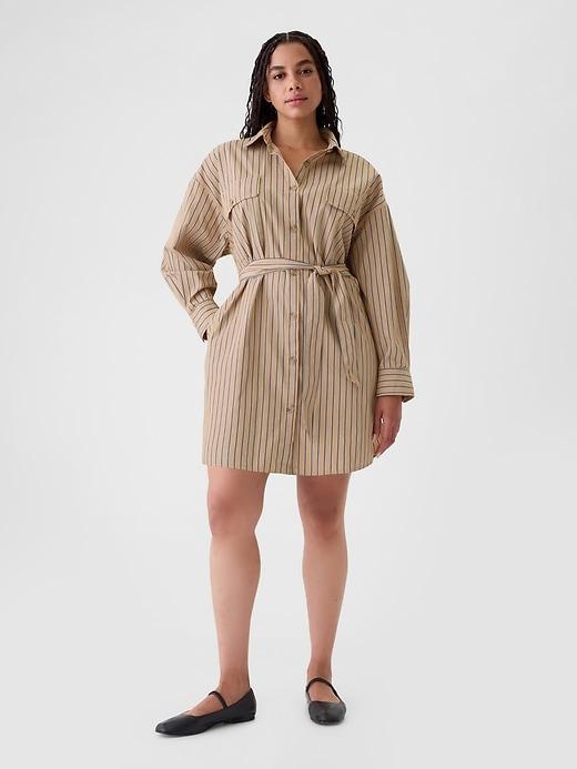 Organic Cotton Striped Mini Shirtdress Product Image