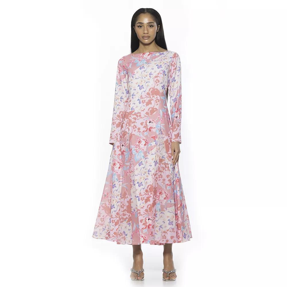 Women's ALEXIA ADMOR Elodie Crewneck Long Sleeve Midi Dress, Size: 4, Black White Product Image