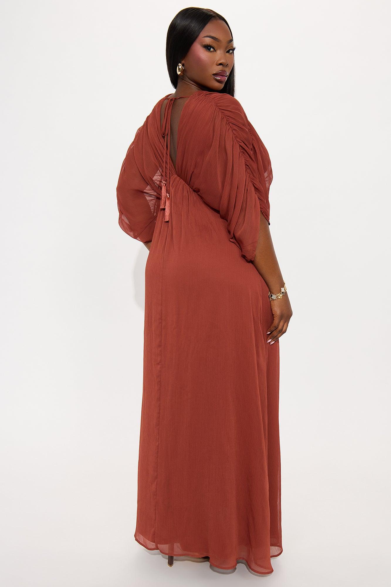 Amaya Chiffon Maxi Dress - Brown Product Image