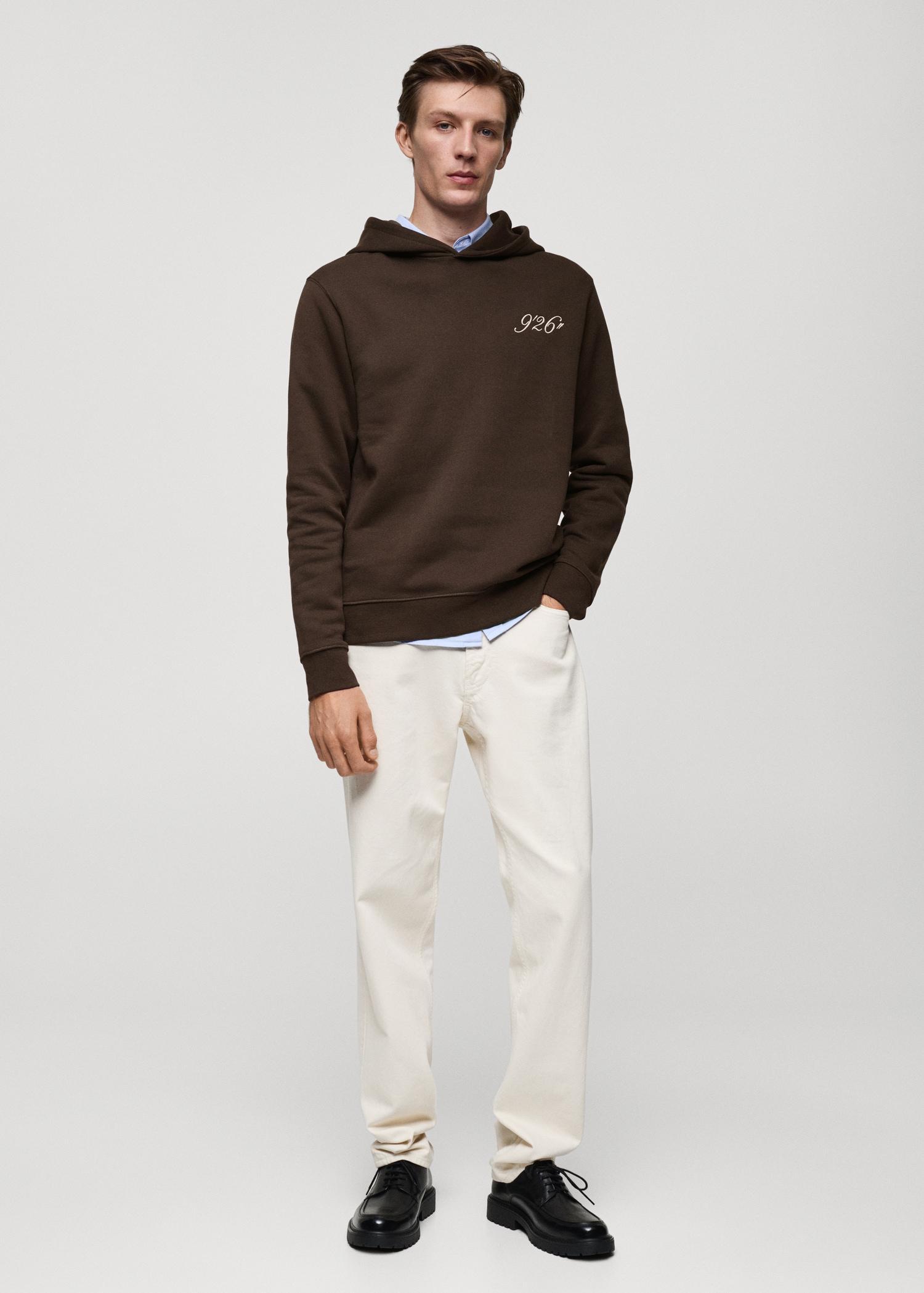 Embroidered hoodie - Men | MANGO USA Product Image