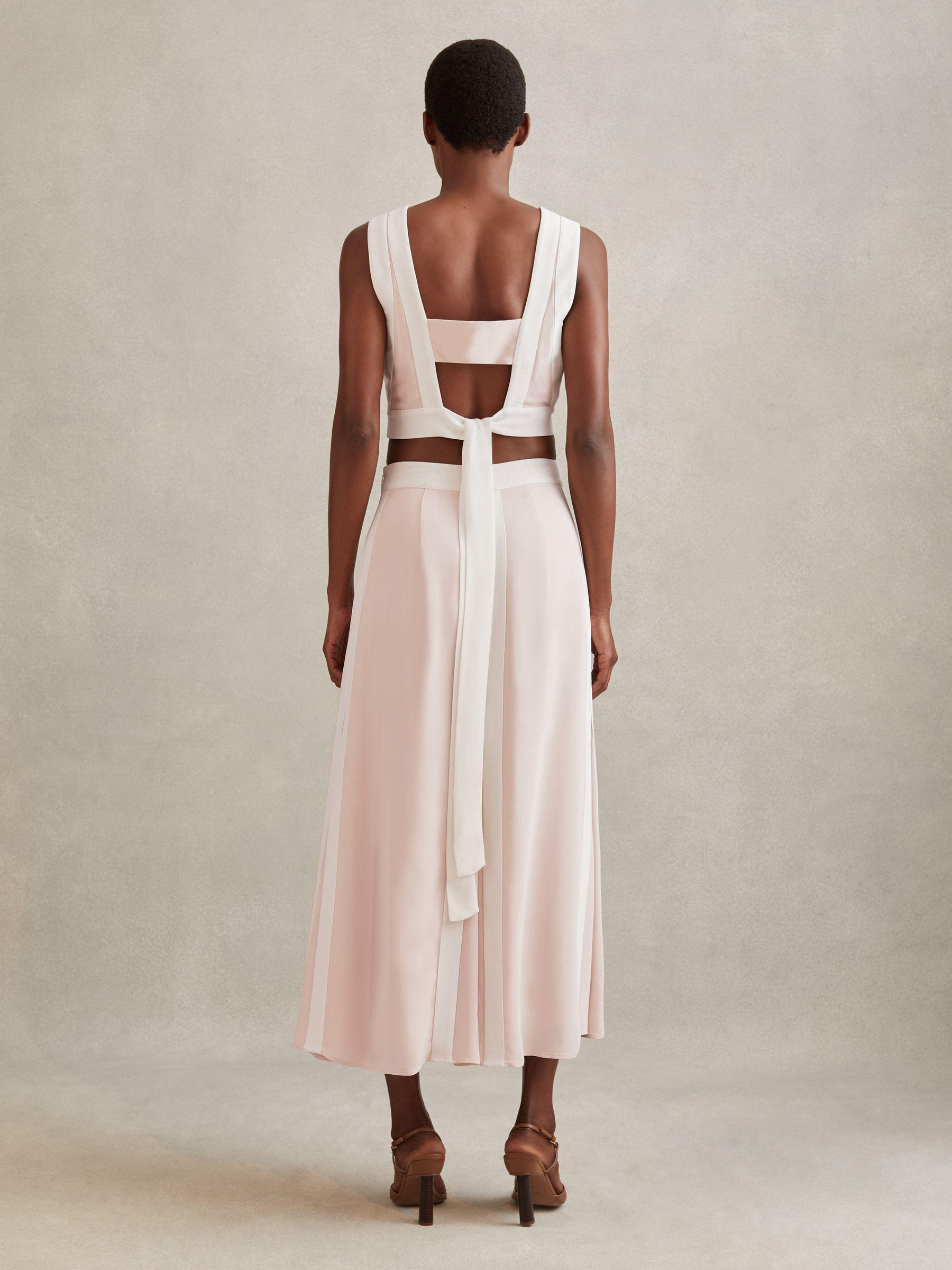 Contrast Trim Co-Ord Crop Top in Nude/Ivory Product Image