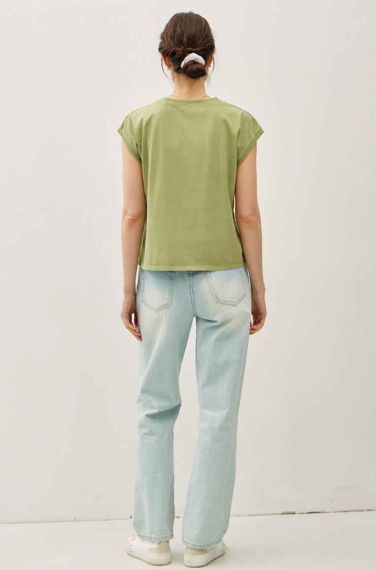 Acid Wash Capped Sleeve Tee Product Image