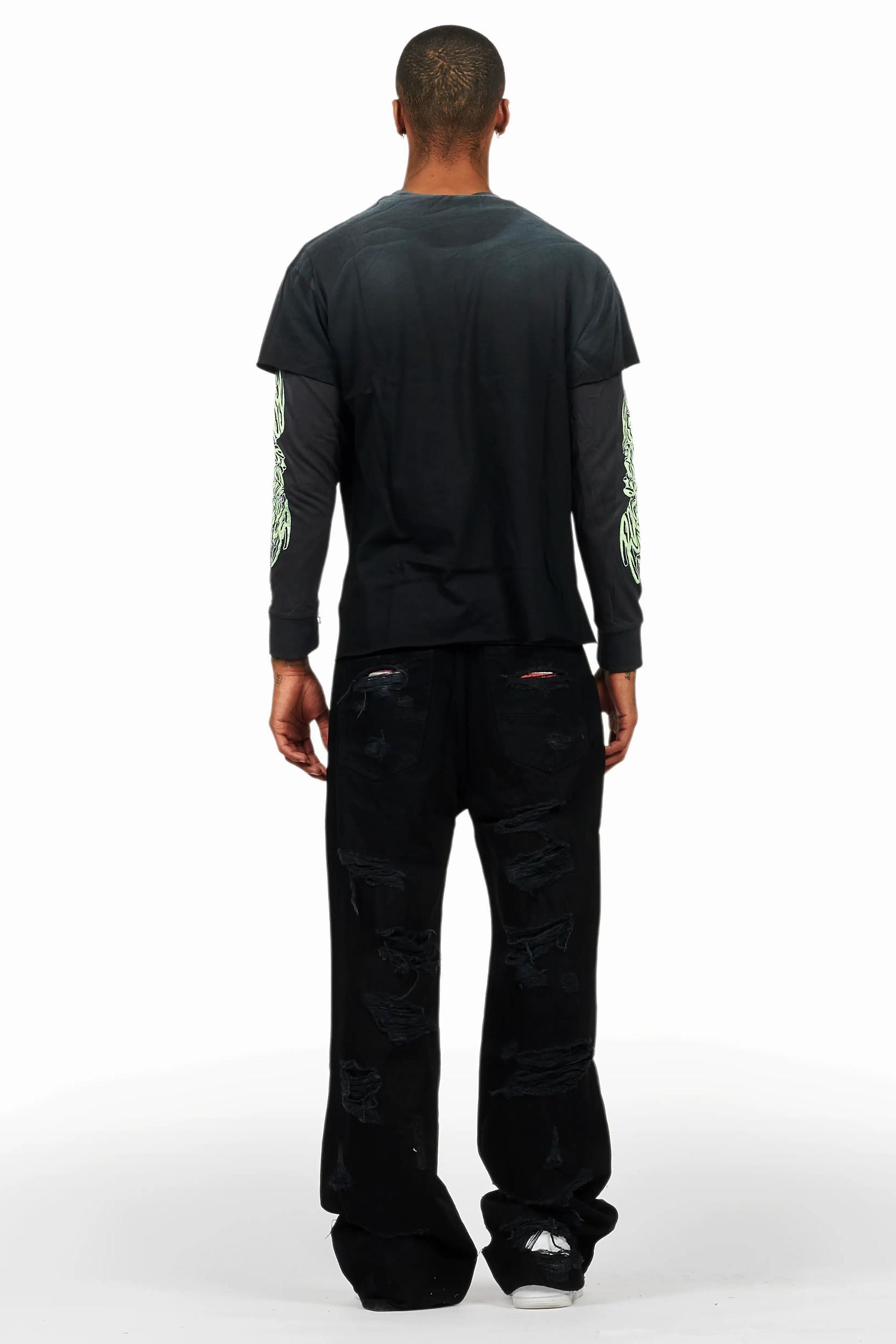 Schtupp Black Double Layer T-Shirt/Baggy Fit Jean Bundle Male Product Image