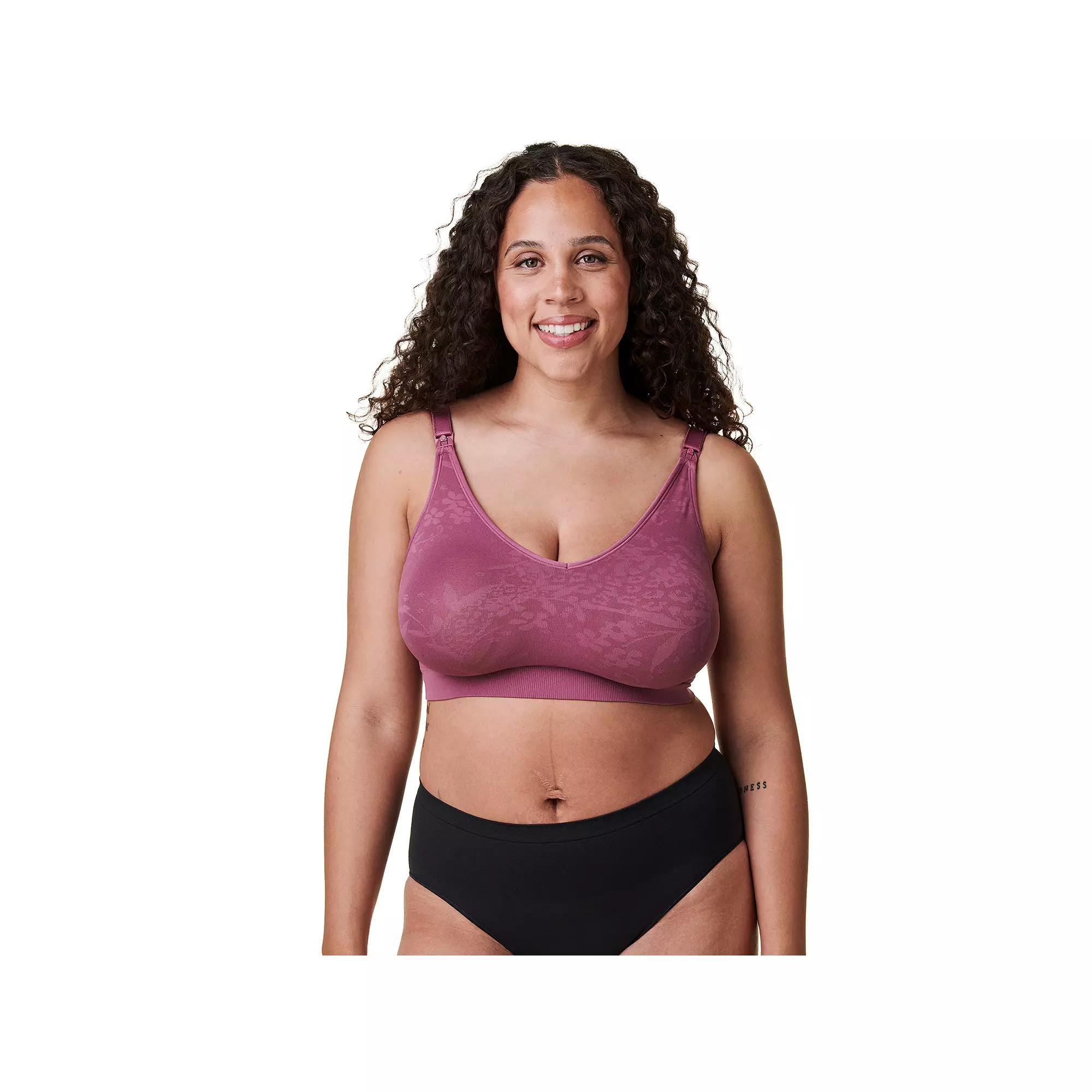 Bravado Designs Body Silk Seamless Nursing Bra 1401V, Women's, Size: Large, Pink Jacquard Product Image
