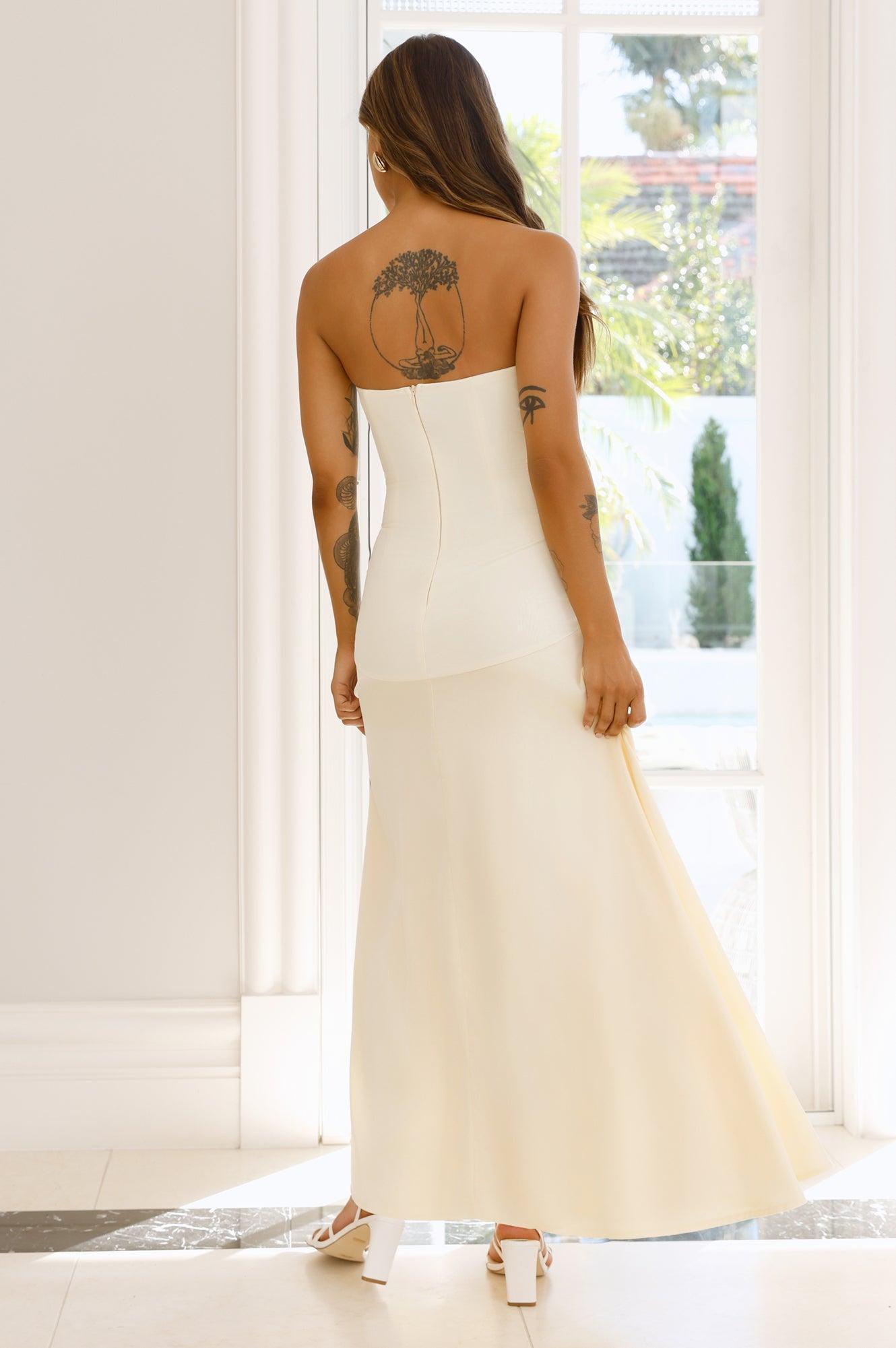 Daydream Darling Strapless Maxi Dress Yellow Product Image