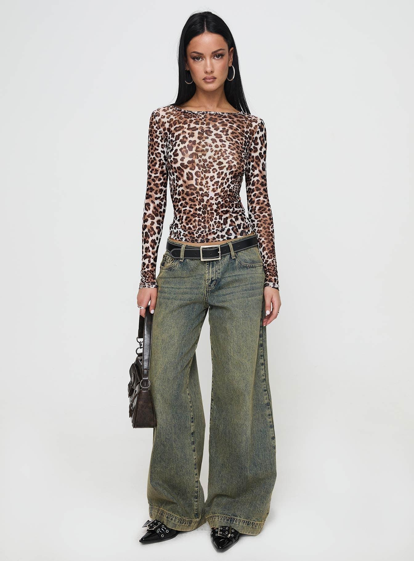 Believe Me Long Sleeve Top Leopard Product Image