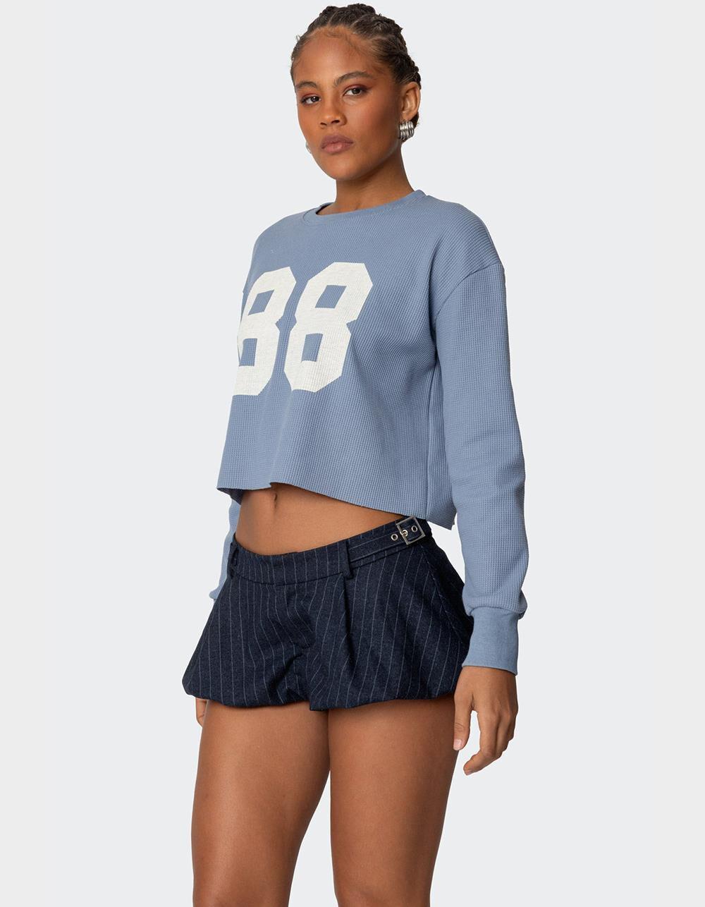 EDIKTED 88 Waffle Long Sleeve Tee Product Image