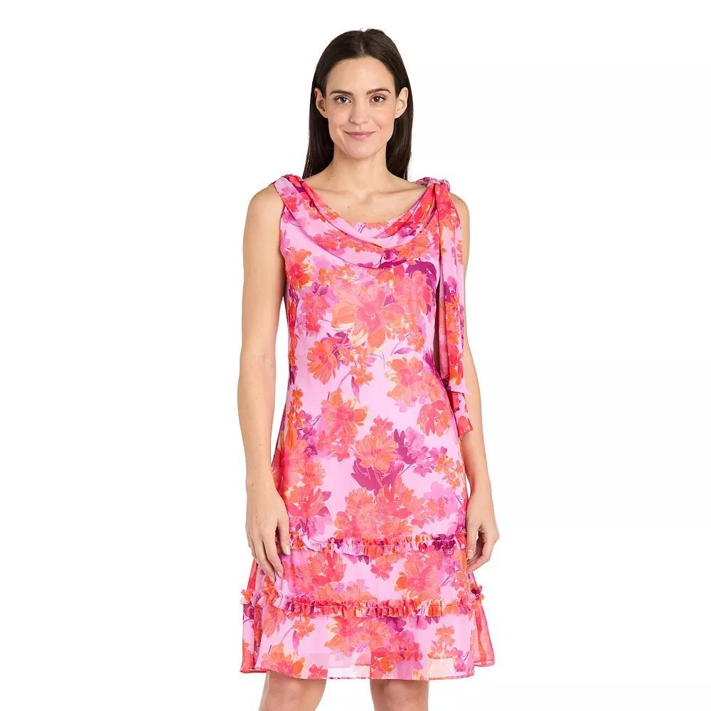 Womens R&M Richards Side Tie Ruffle Trim Detail Dress Lilac Pink Product Image