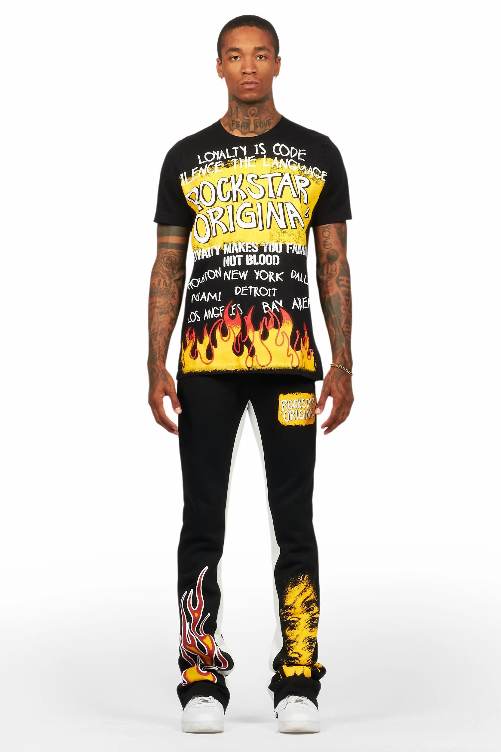 Beno Black T-Shirt/Baggy Stacked Pant Set Male Product Image