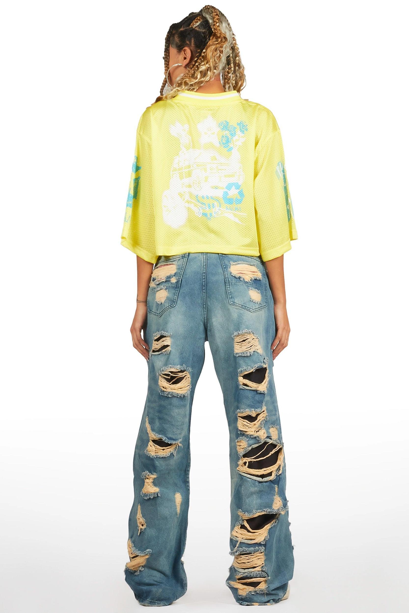 Riana Yellow Mesh Jersey Female Product Image