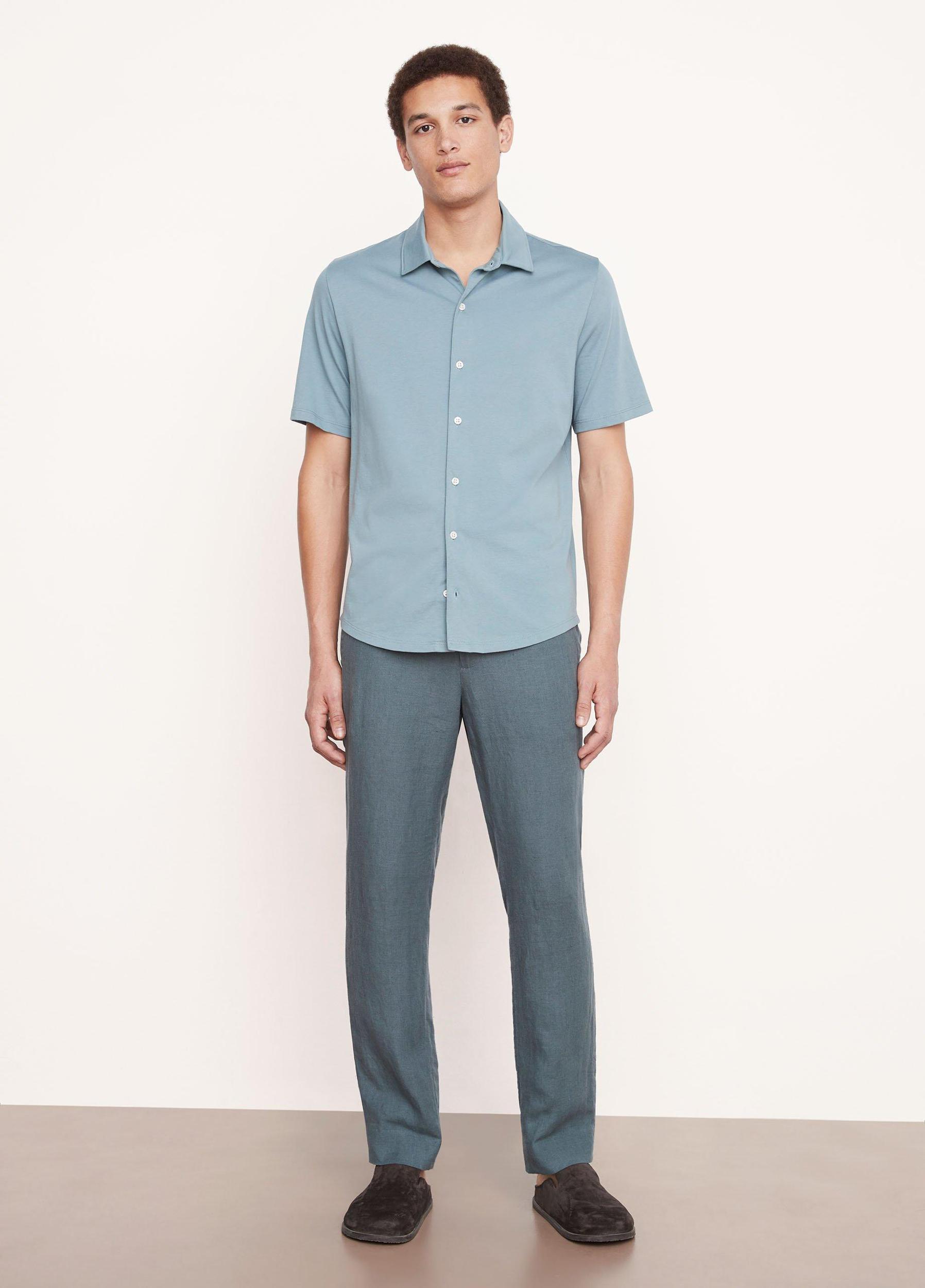 Pima Cotton Short Sleeve Button Down Shirt Product Image
