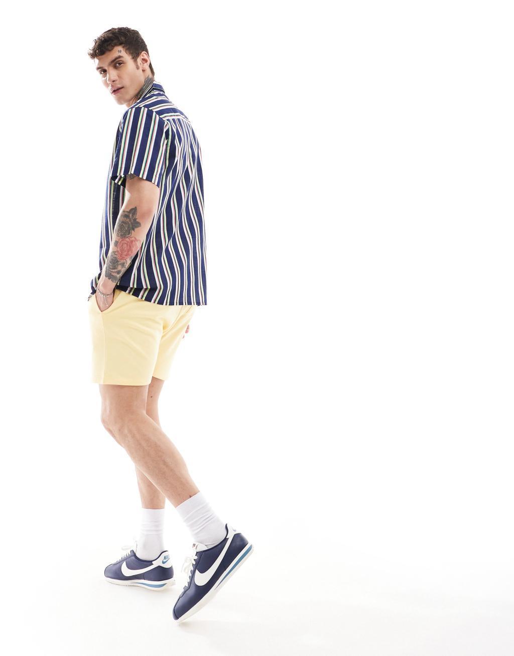 ASOS DESIGN relaxed revere striped linen look shirt in blue Product Image