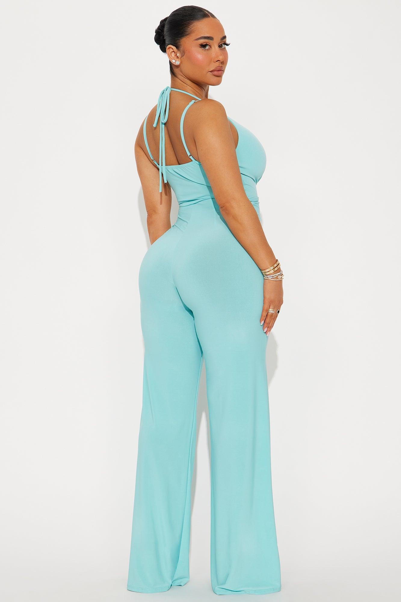 Chasing Horizons Wide Leg Jumpsuit - Turquoise Product Image