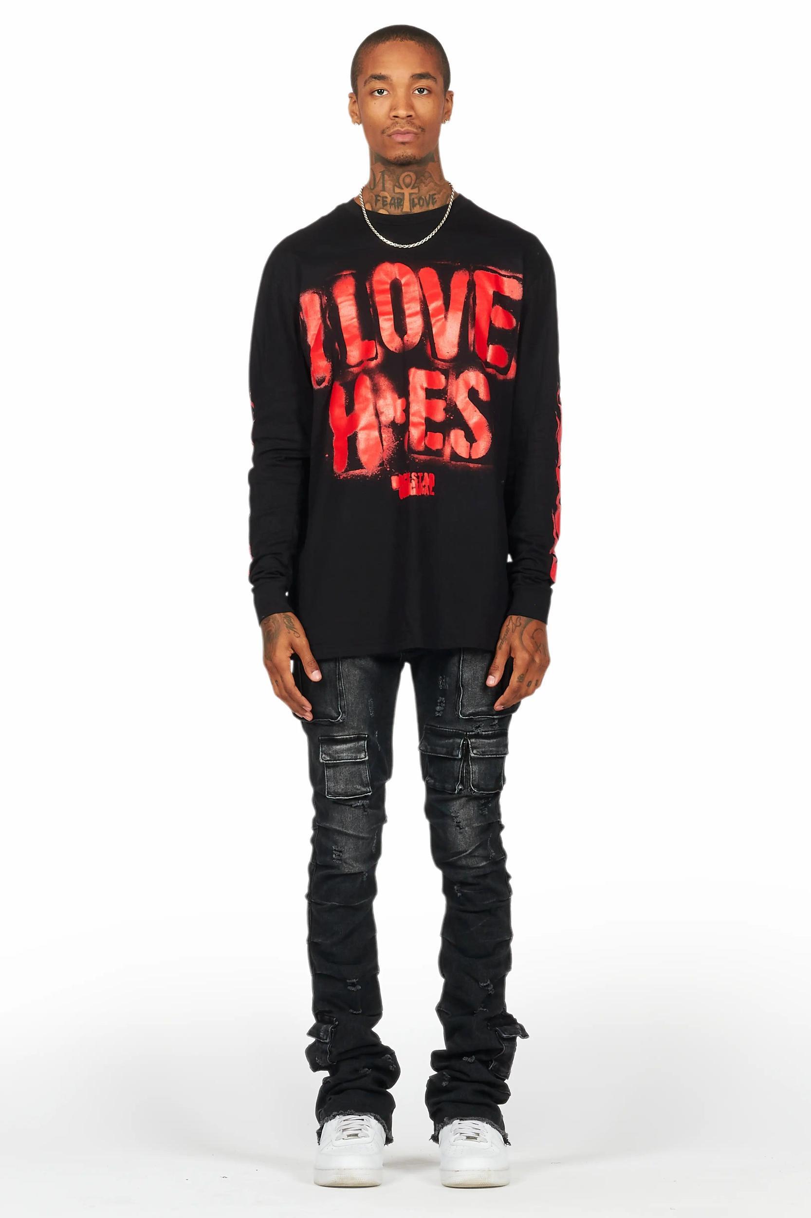 Banyan Black/Red Long Sleeve Graphic T-Shirt Male Product Image