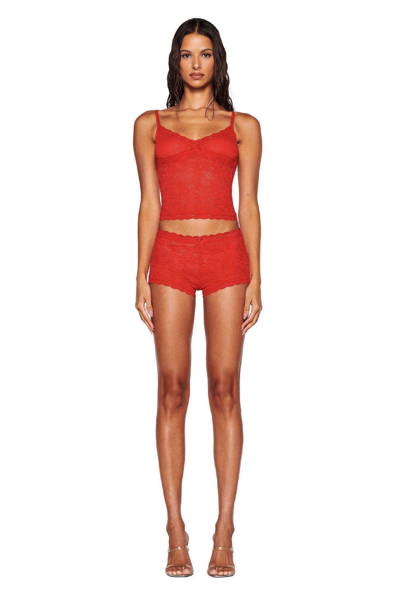 SERINA SHORT - RED : LACE Product Image