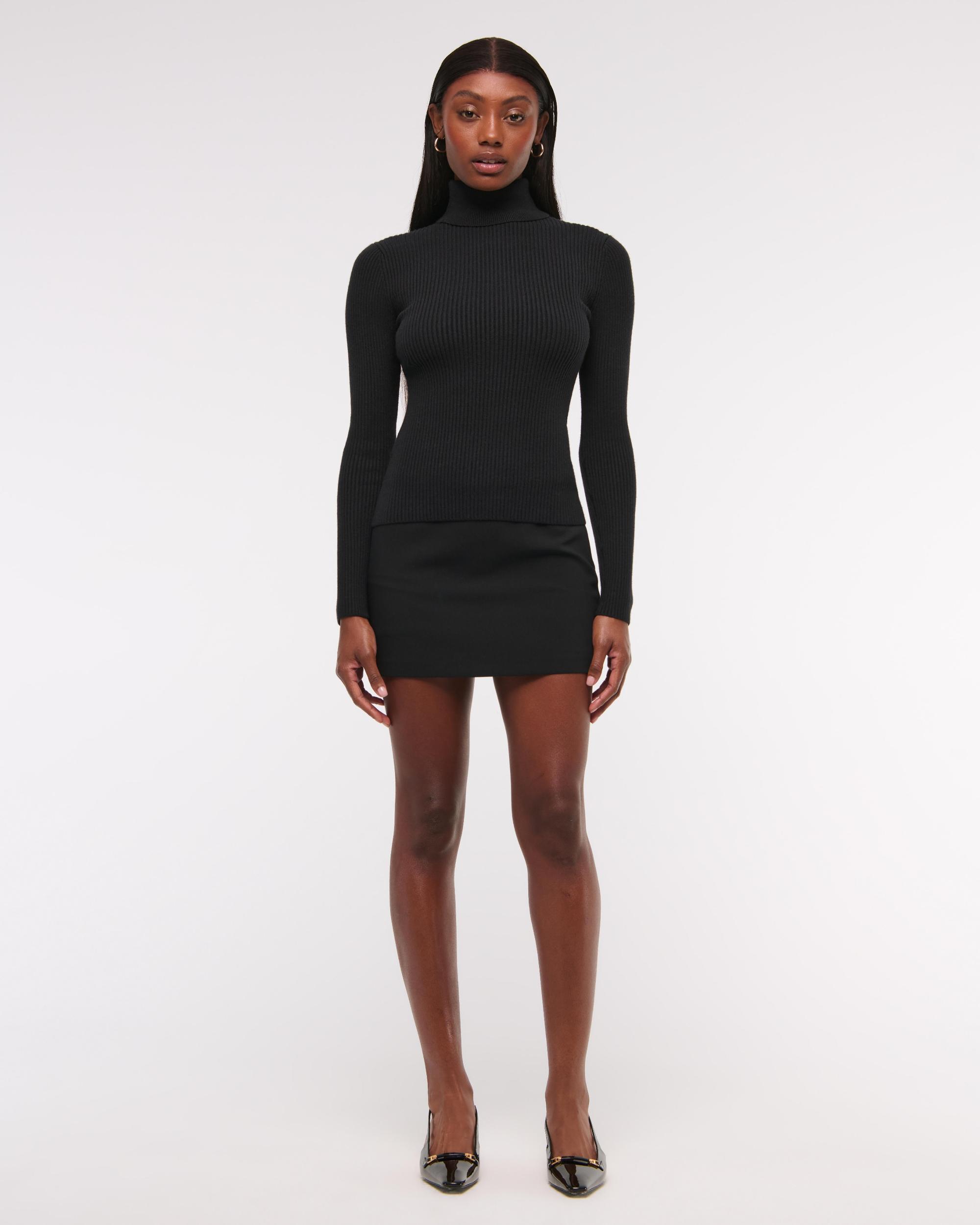 LuxeLoft Slim Ribbed Turtleneck Top Product Image