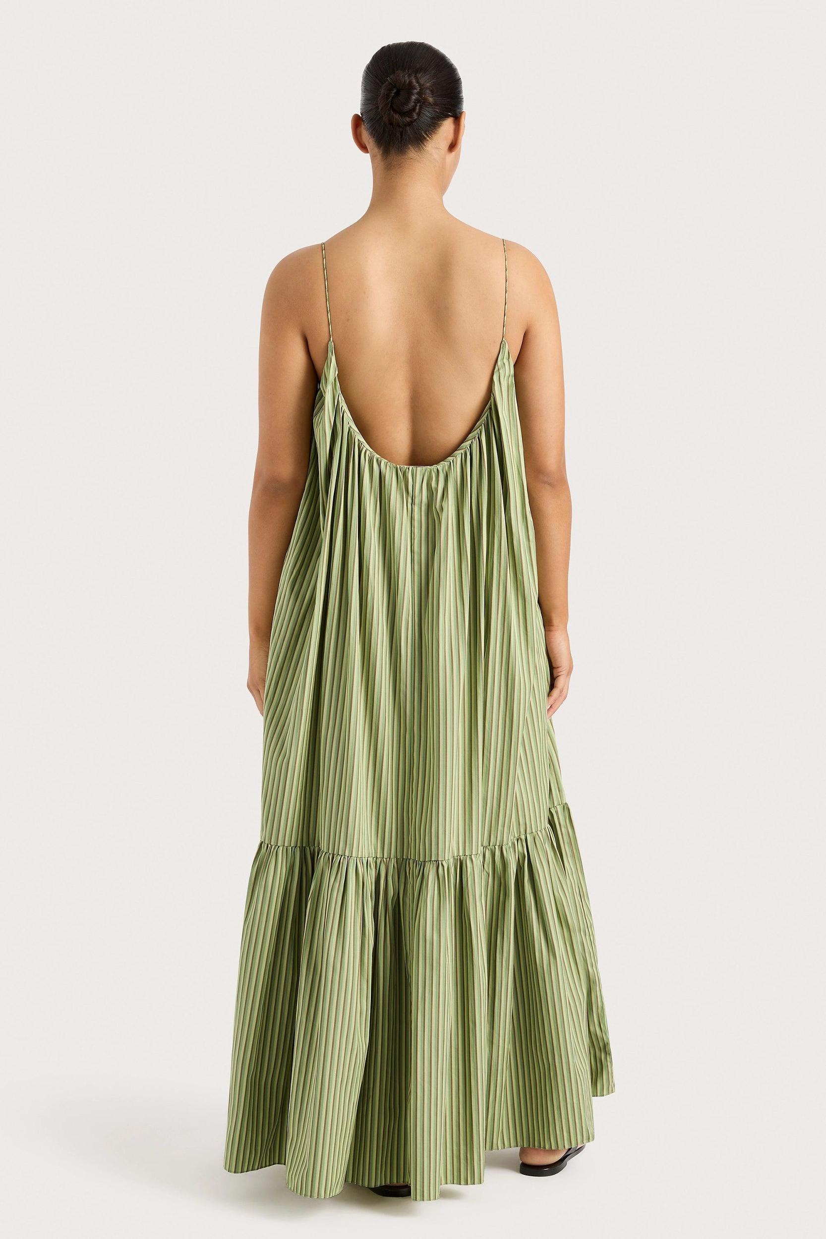 Elodie Maxi Dress Green Stripe - Final Sale Product Image