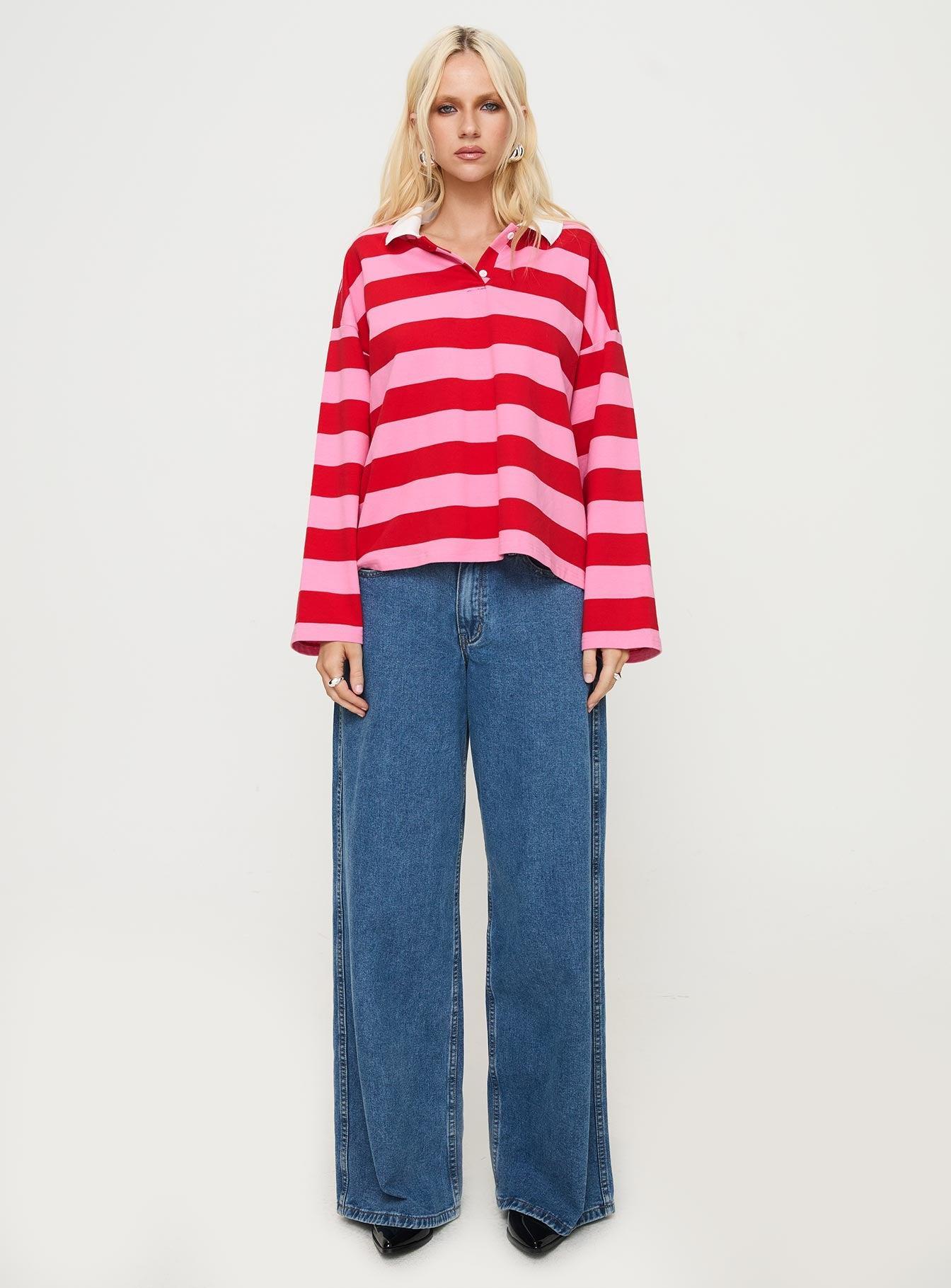 Felivand Collared Sweater Pink / Red Product Image