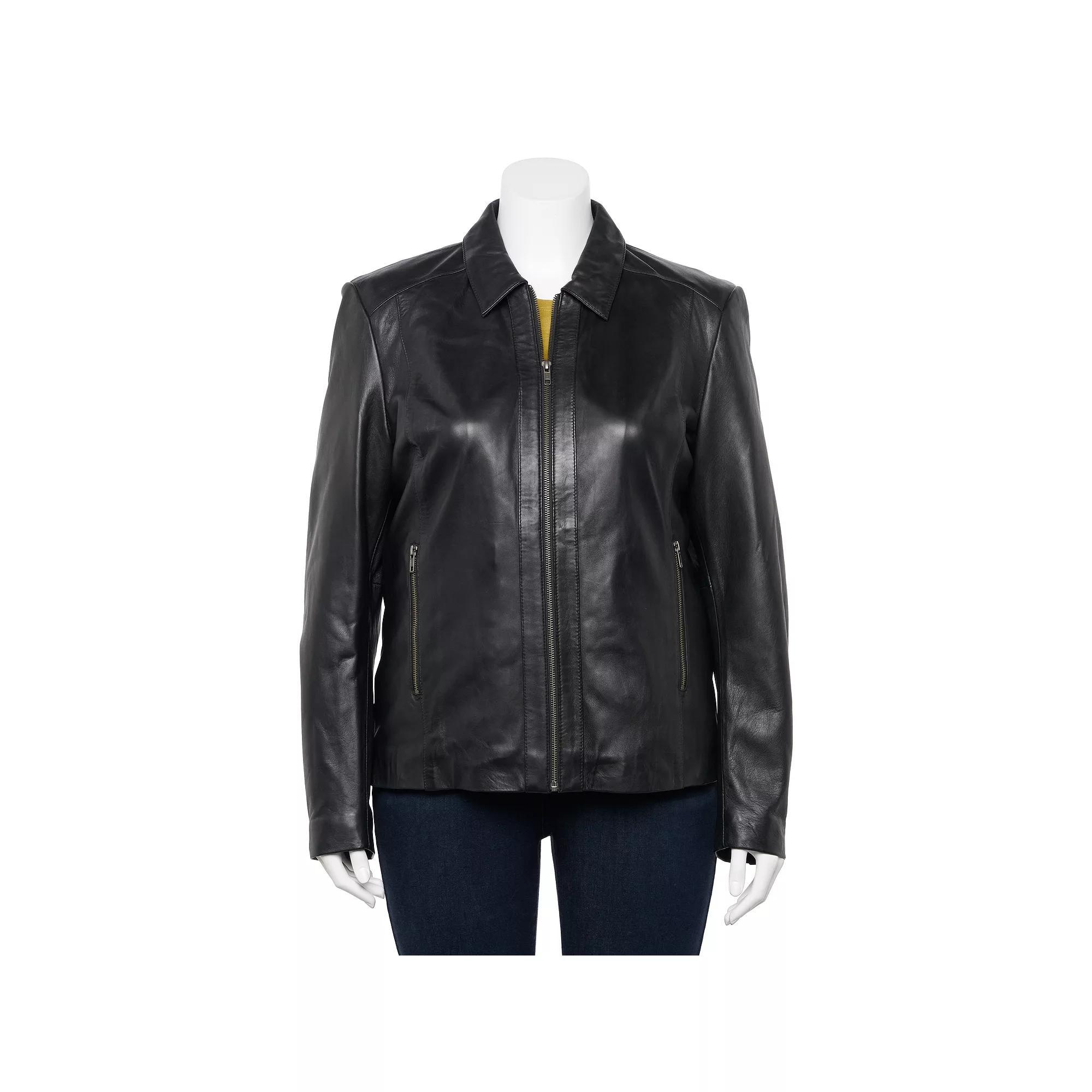 Plus Size Whet Blu Patricia Slim Fit Leather Jacket, Women's, Size: 5XL, Black Product Image