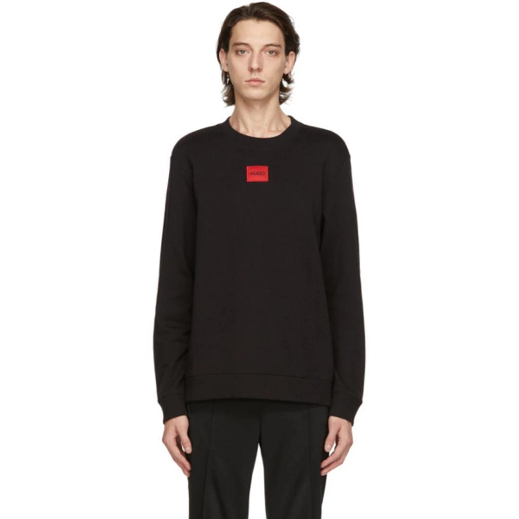 HUGO BOSS Logo-patch Relaxed-fit Cotton-jersey Sweatshirt In Black Product Image