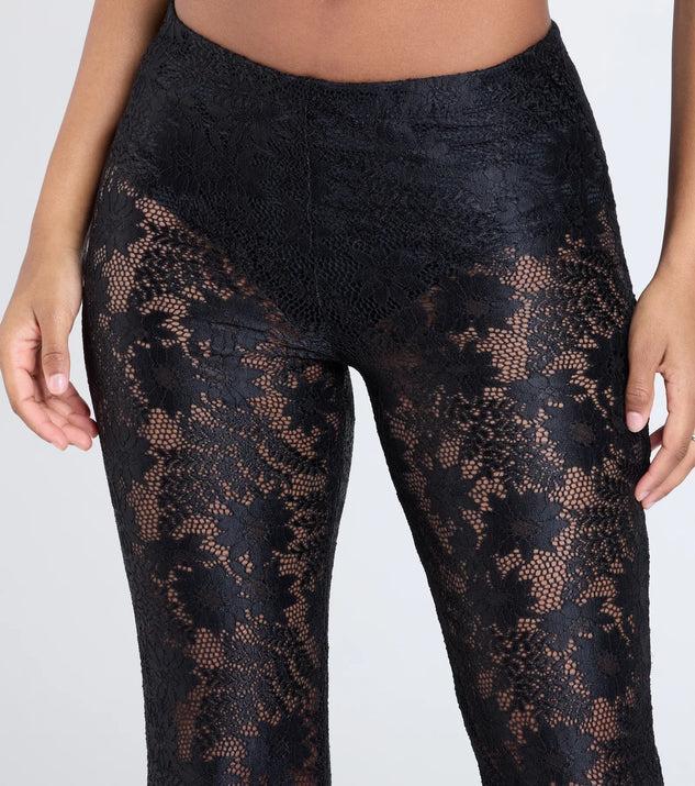 Sultry Boho Crochet Lace Flare Pants Product Image