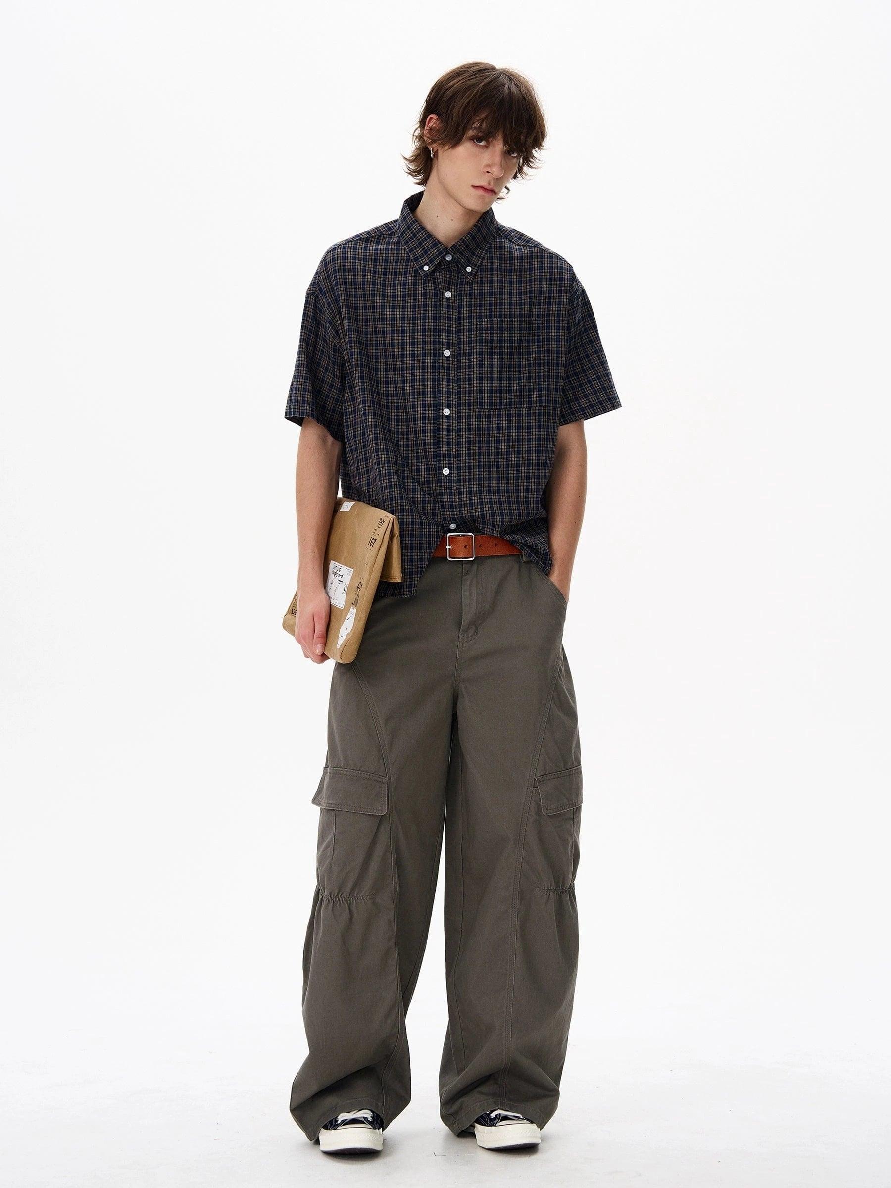 RT No. 18133 PLAID BUTTON-UP SHIRT Product Image